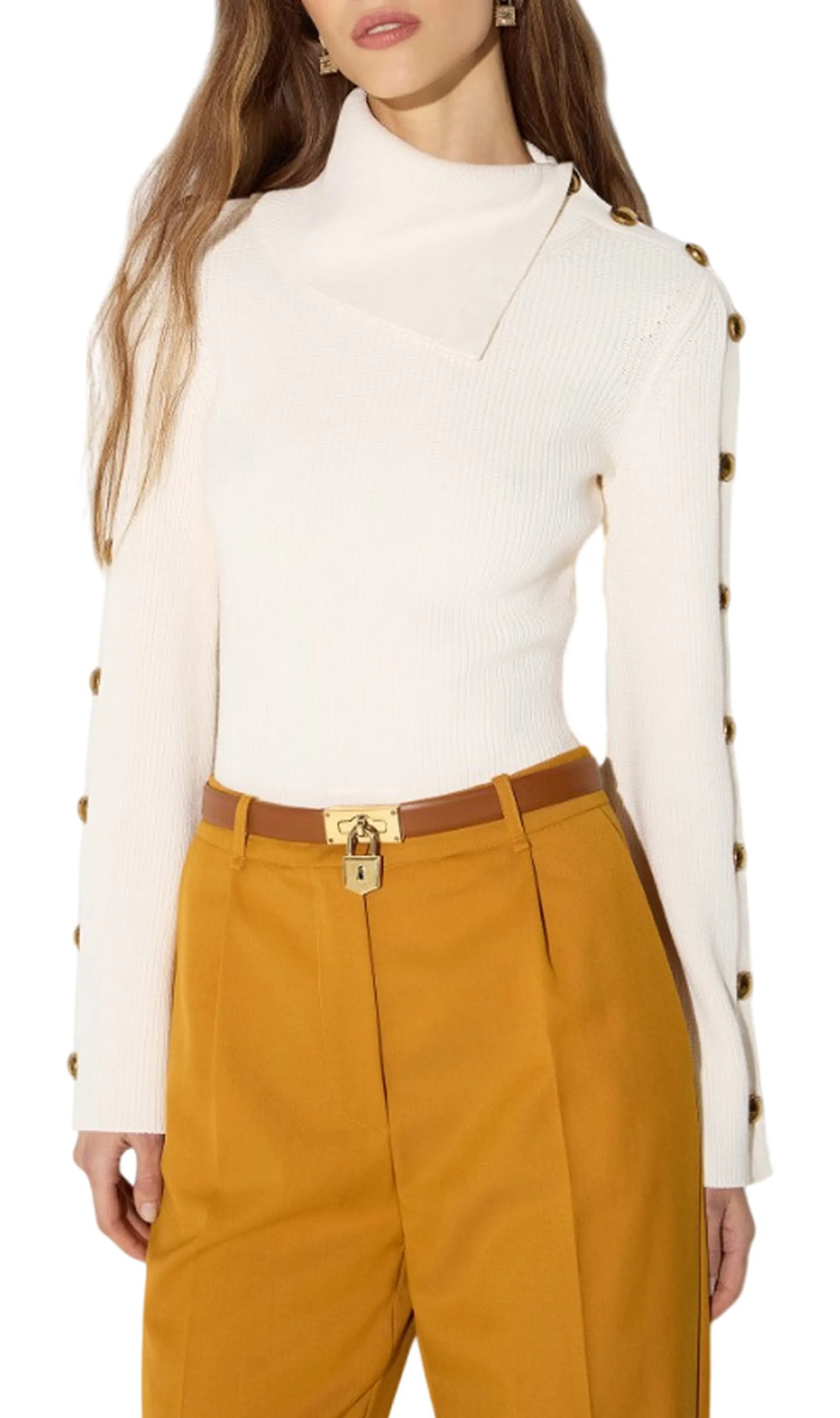 Elisabetta Franchi B'Knit Sweater With Jewel Buttons' Butter Mk03S66E2 185100