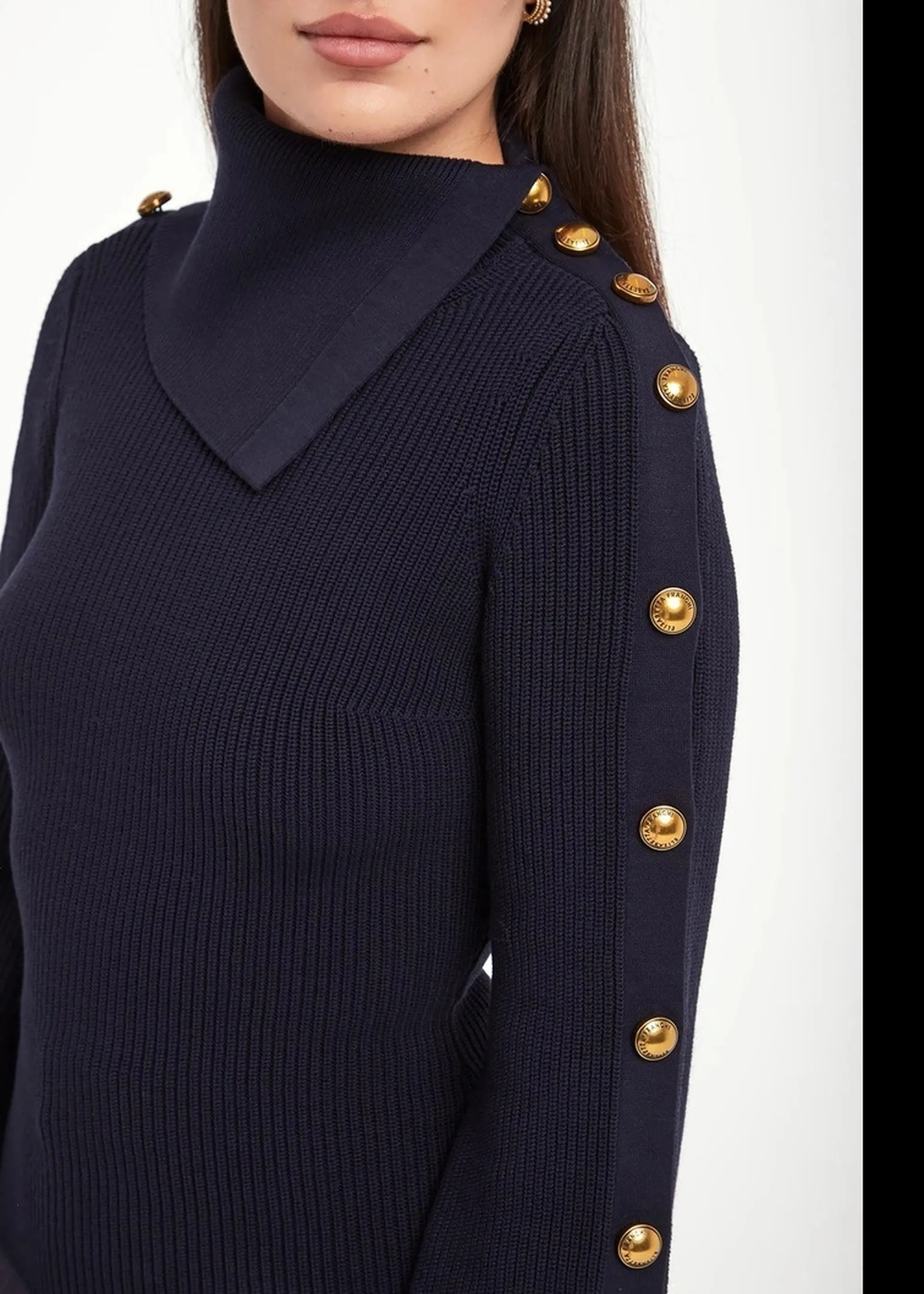 Elisabetta Franchi Pullover In Maglia Con Bottoni Gioiello Nero Mk03S66E2 184587