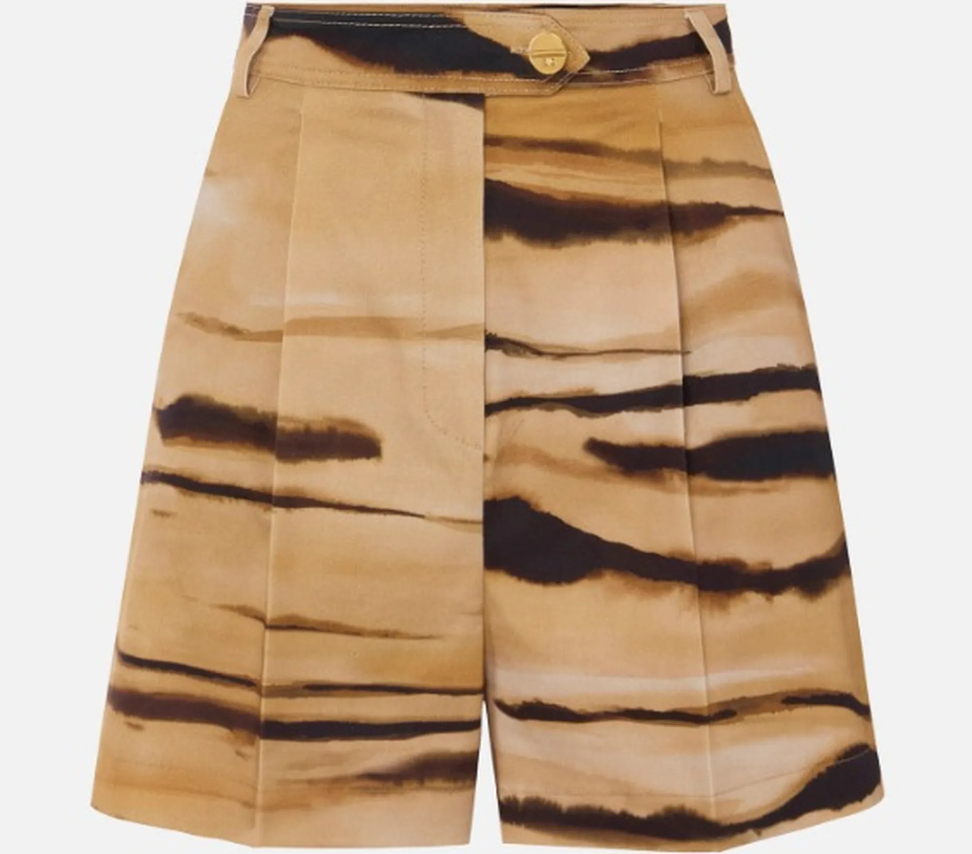 Elisabetta Franchi B'Tiger Print Drill Shorts' Camel Sh01362E2 171422