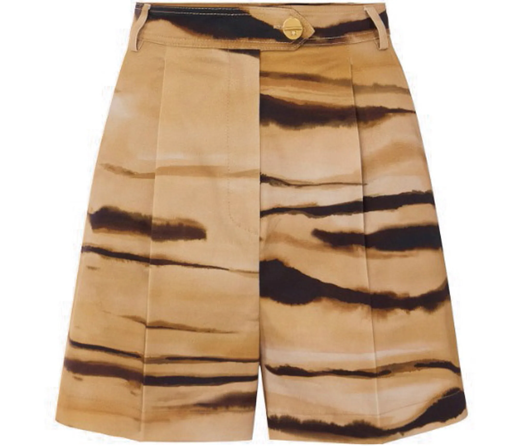 Elisabetta Franchi B'Tiger Print Drill Shorts' Camel Sh01362E2 177049