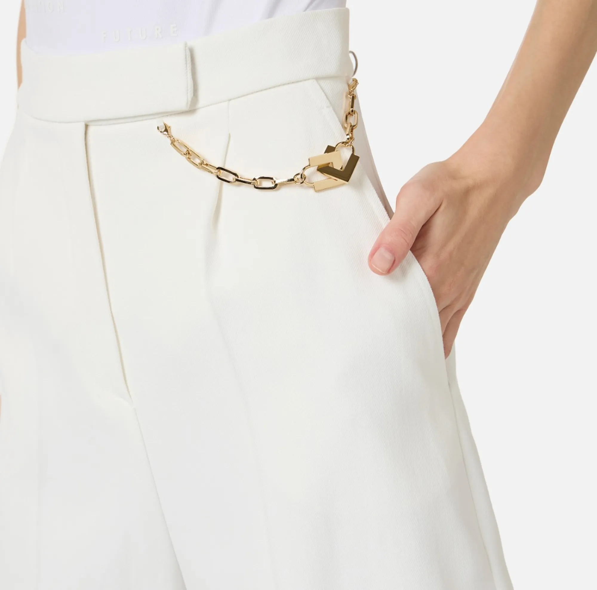 Elisabetta Franchi B'Gabardine Shorts With Jewel Logo' Ivory Sh00561E2 171603