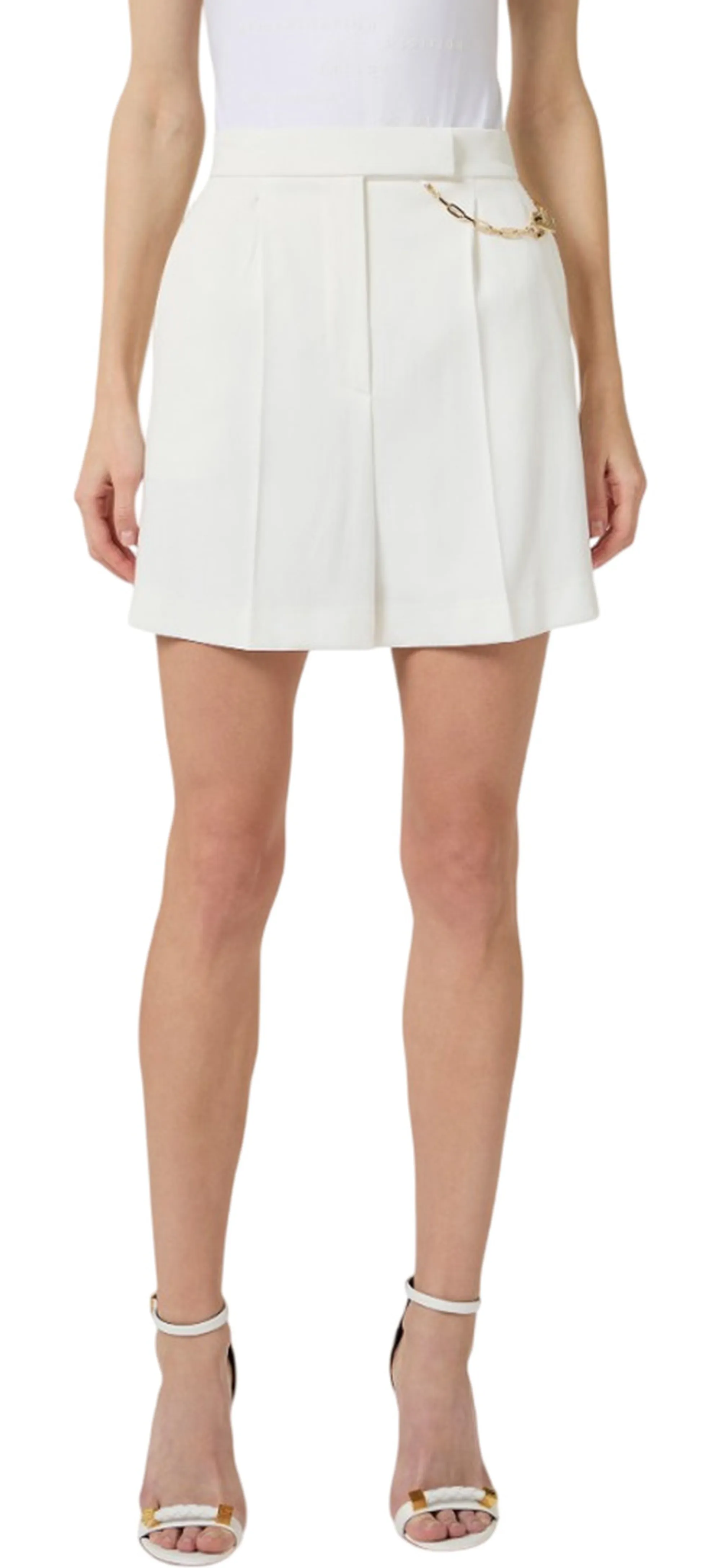 Elisabetta Franchi B'Gabardine Shorts With Jewel Logo' Ivory Sh00561E2 177780