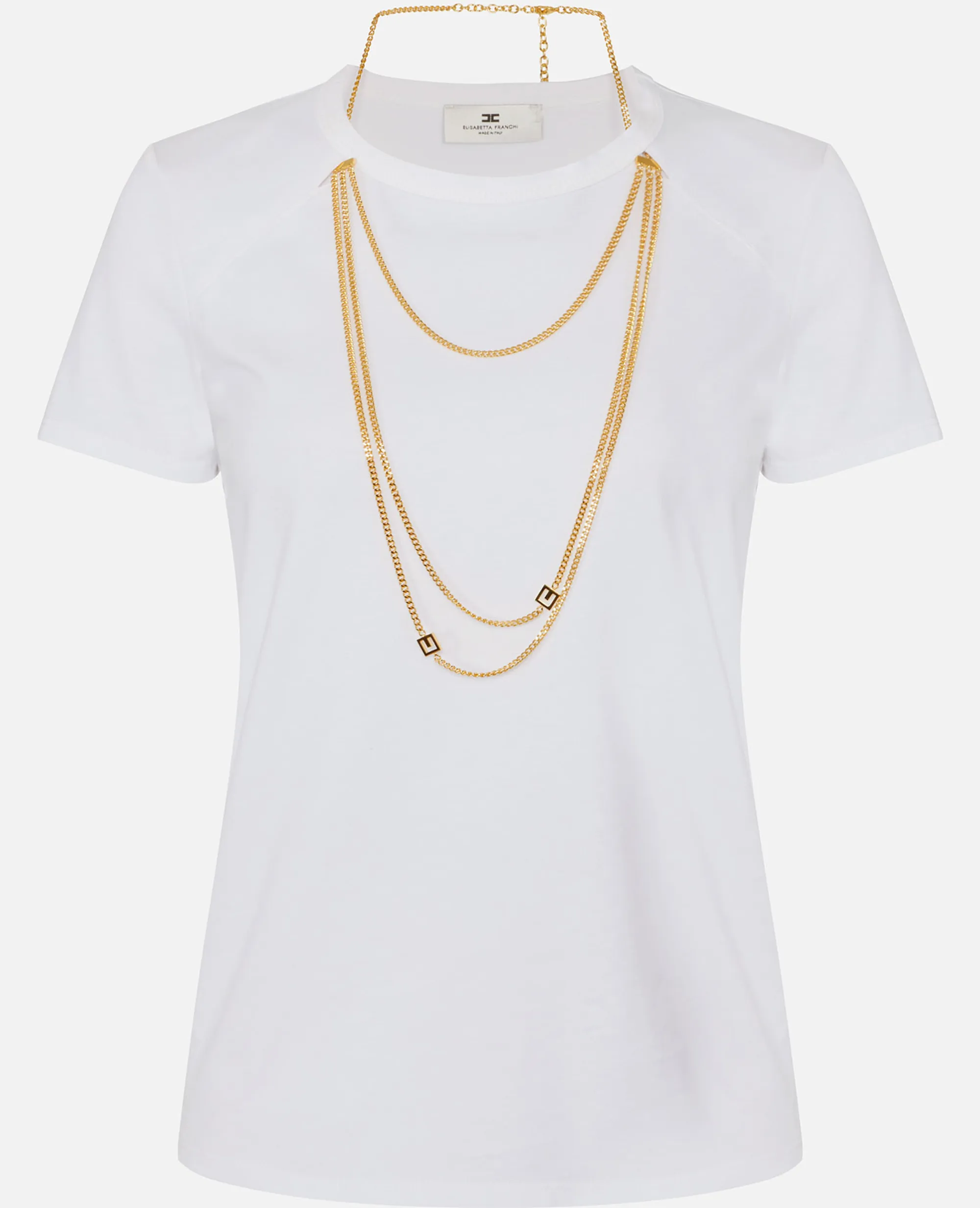 Elisabetta Franchi B'Jersey T-Shirt With Jewel Accessory' Gesso Ma00956E2 153139