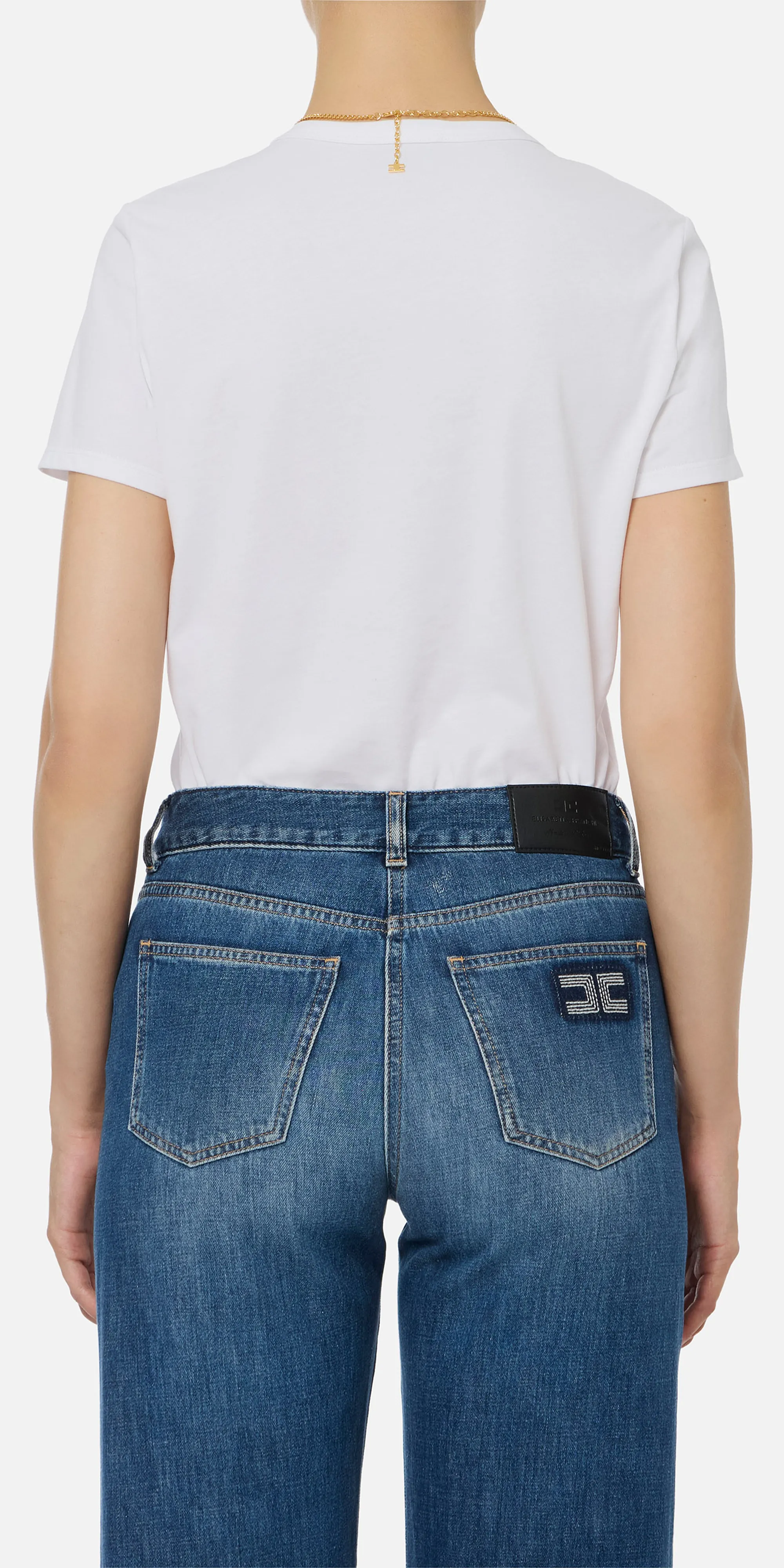 Elisabetta Franchi B'Jersey T-Shirt With Jewel Accessory' Gesso Ma00956E2 153142