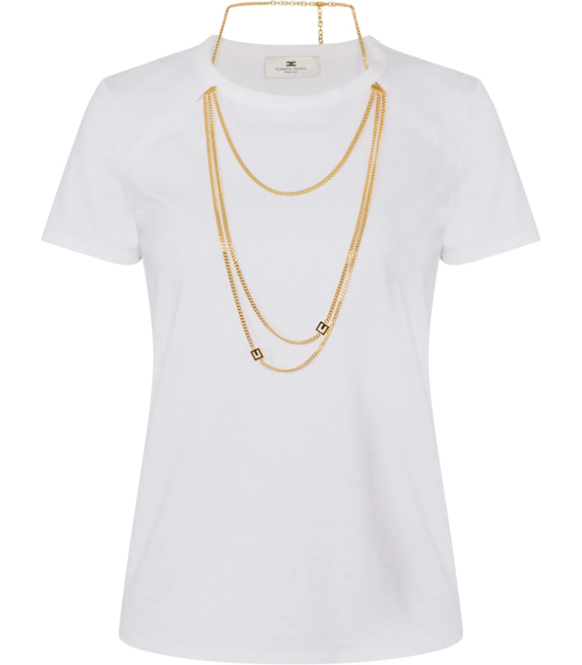 Elisabetta Franchi B'Jersey T-Shirt With Jewel Accessory' Gesso Ma00956E2 153636