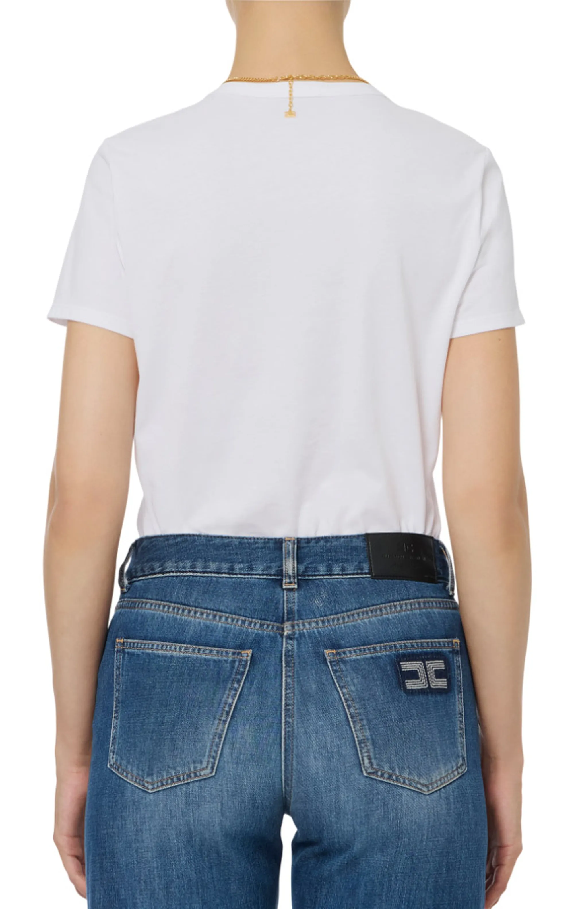 Elisabetta Franchi B'Jersey T-Shirt With Jewel Accessory' Gesso Ma00956E2 153640