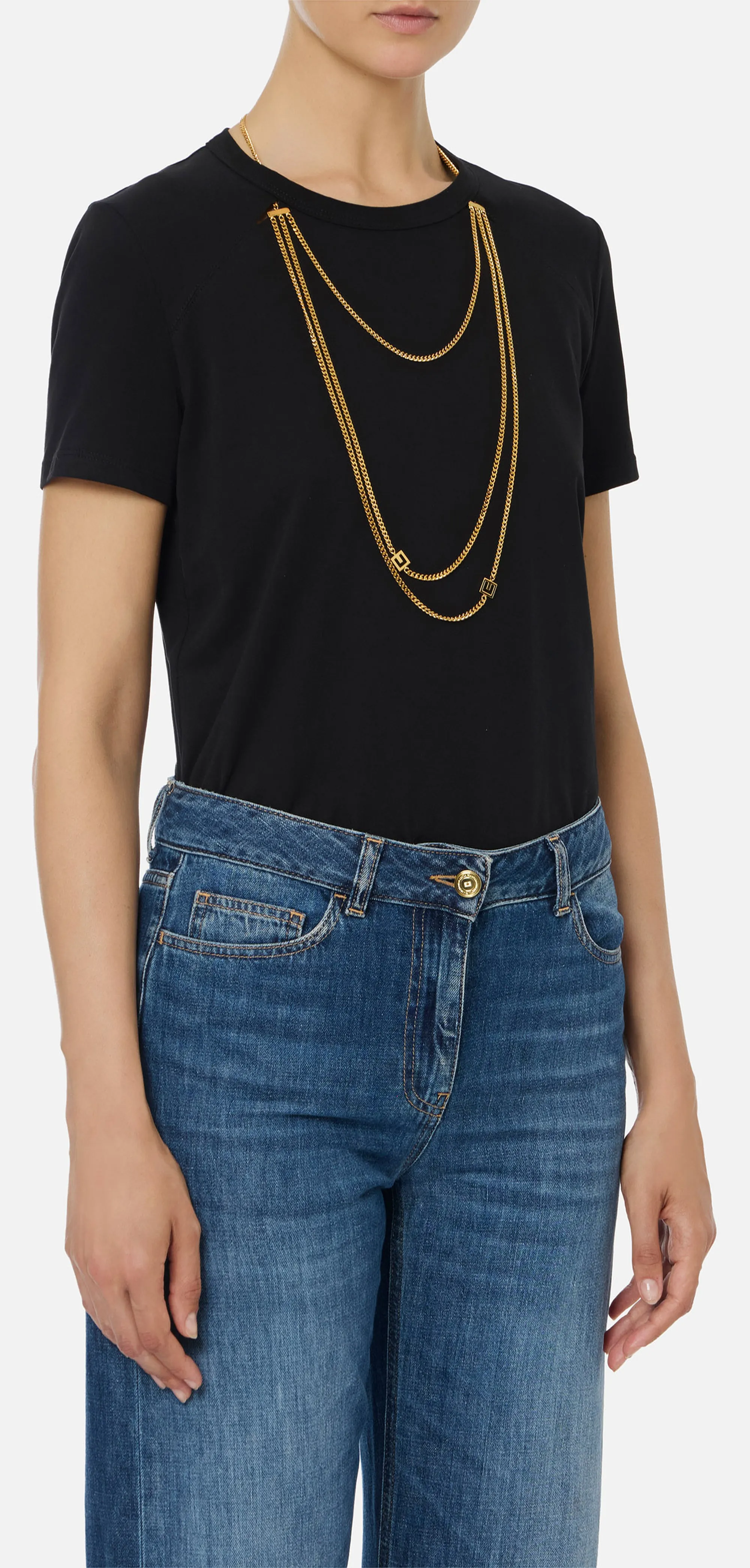 Elisabetta Franchi B'Jersey T-Shirt With Jewel Accessory' Black Ma00956E2 153144