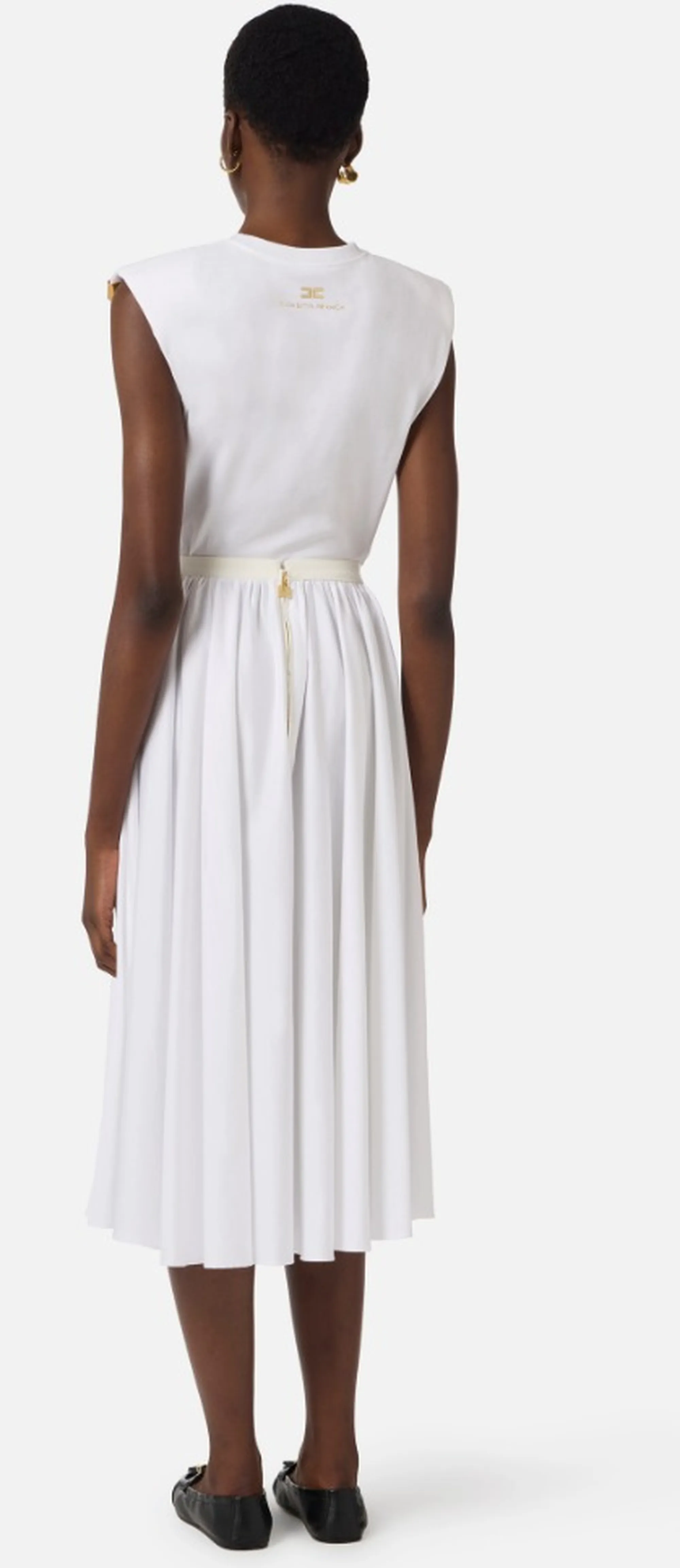 Elisabetta Franchi T-Shirt In Jersey Con Nodo Gesso Ma01161E2 172266