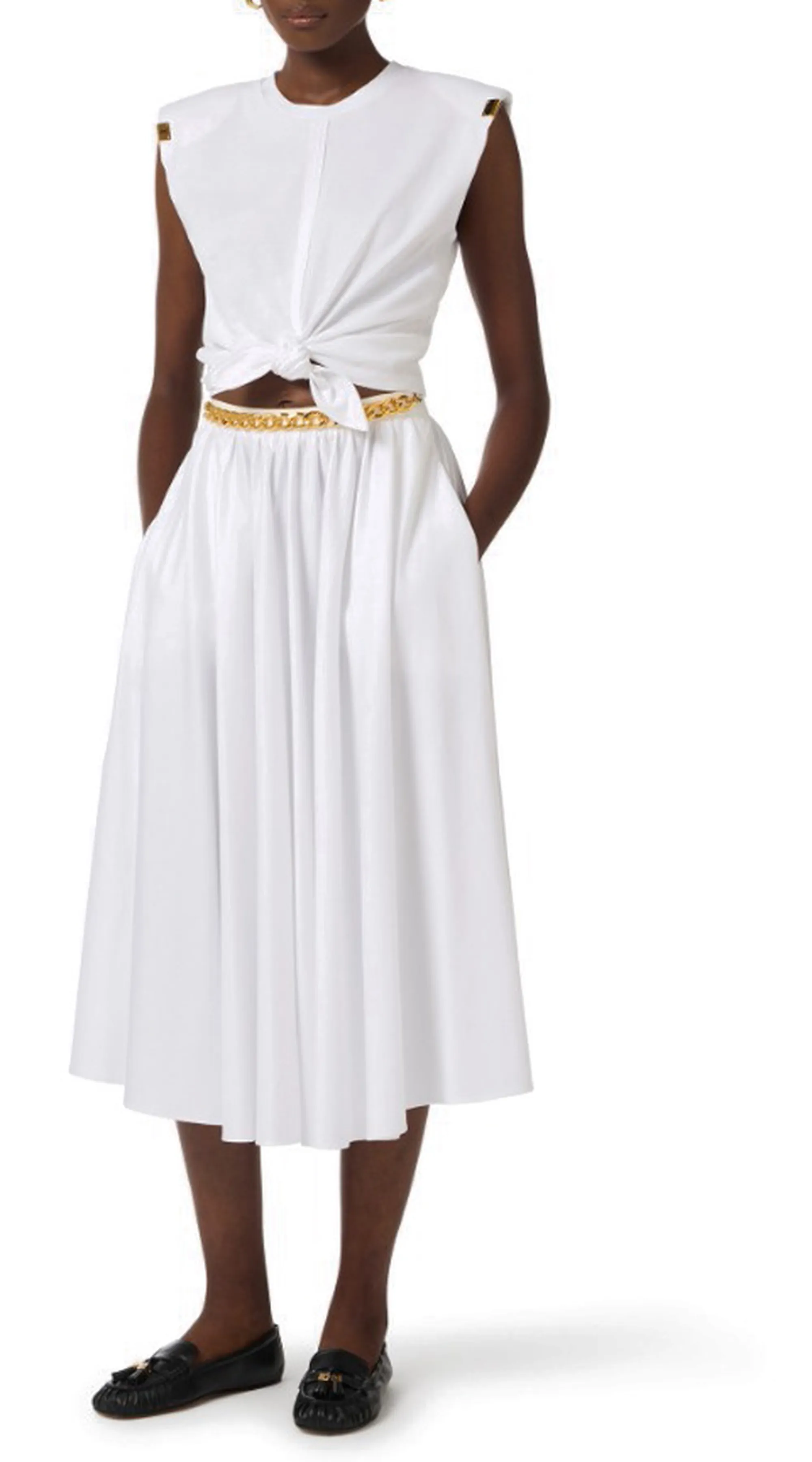 Elisabetta Franchi T-Shirt In Jersey Con Nodo Gesso Ma01161E2 178140