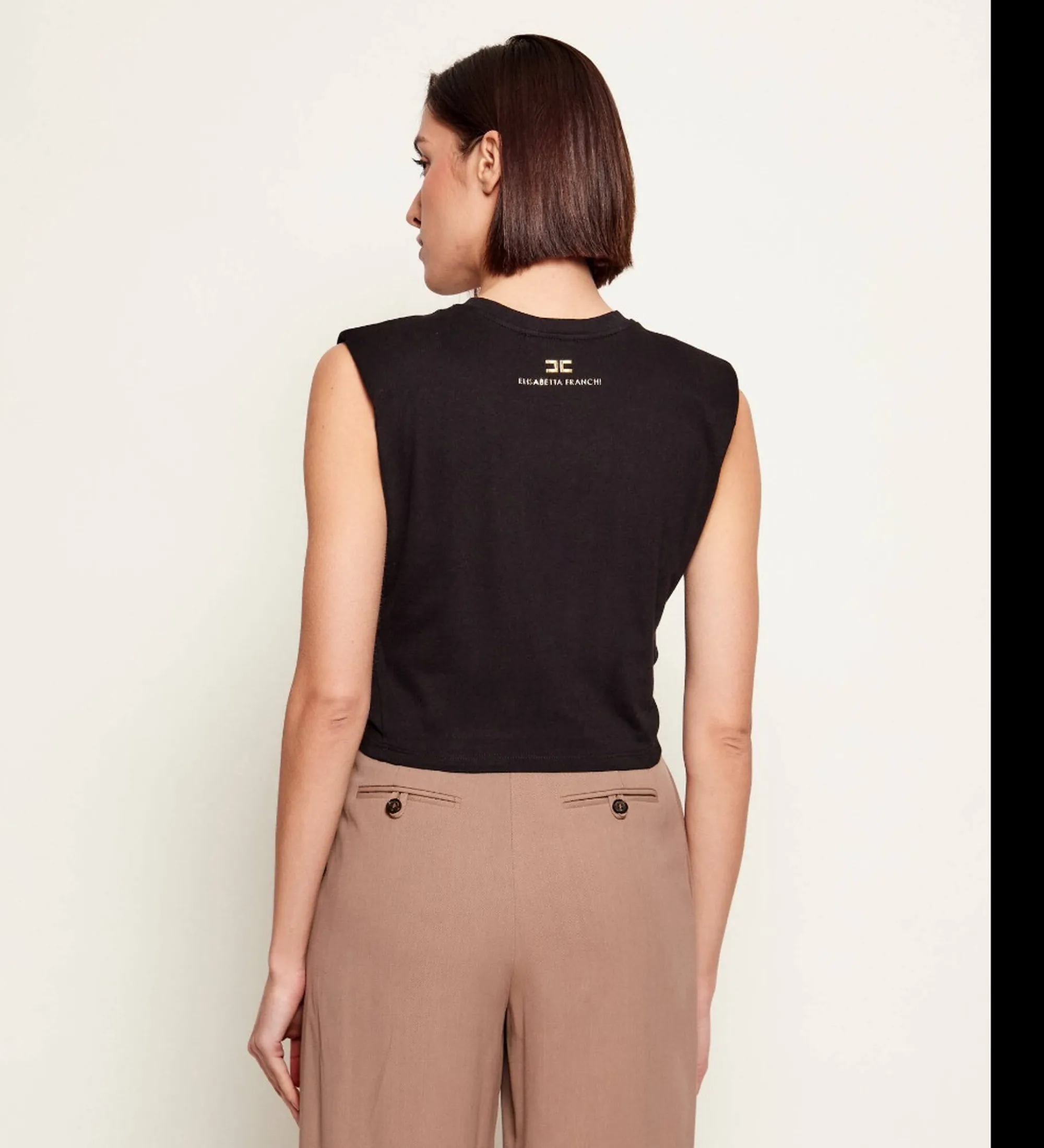 Elisabetta Franchi T-Shirt In Jersey Con Nodo Nero Ma01161E2 172268