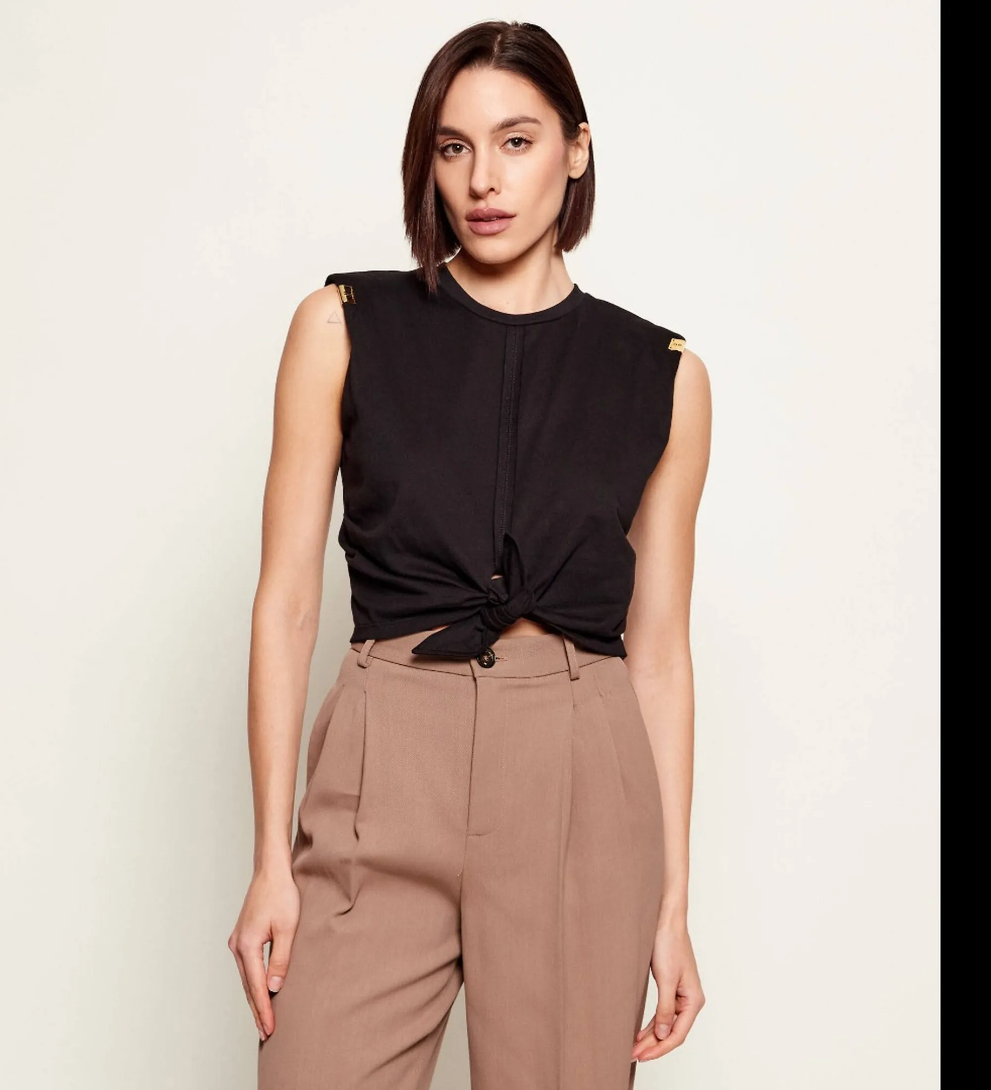 Elisabetta Franchi T-Shirt In Jersey Con Nodo Nero Ma01161E2 172269