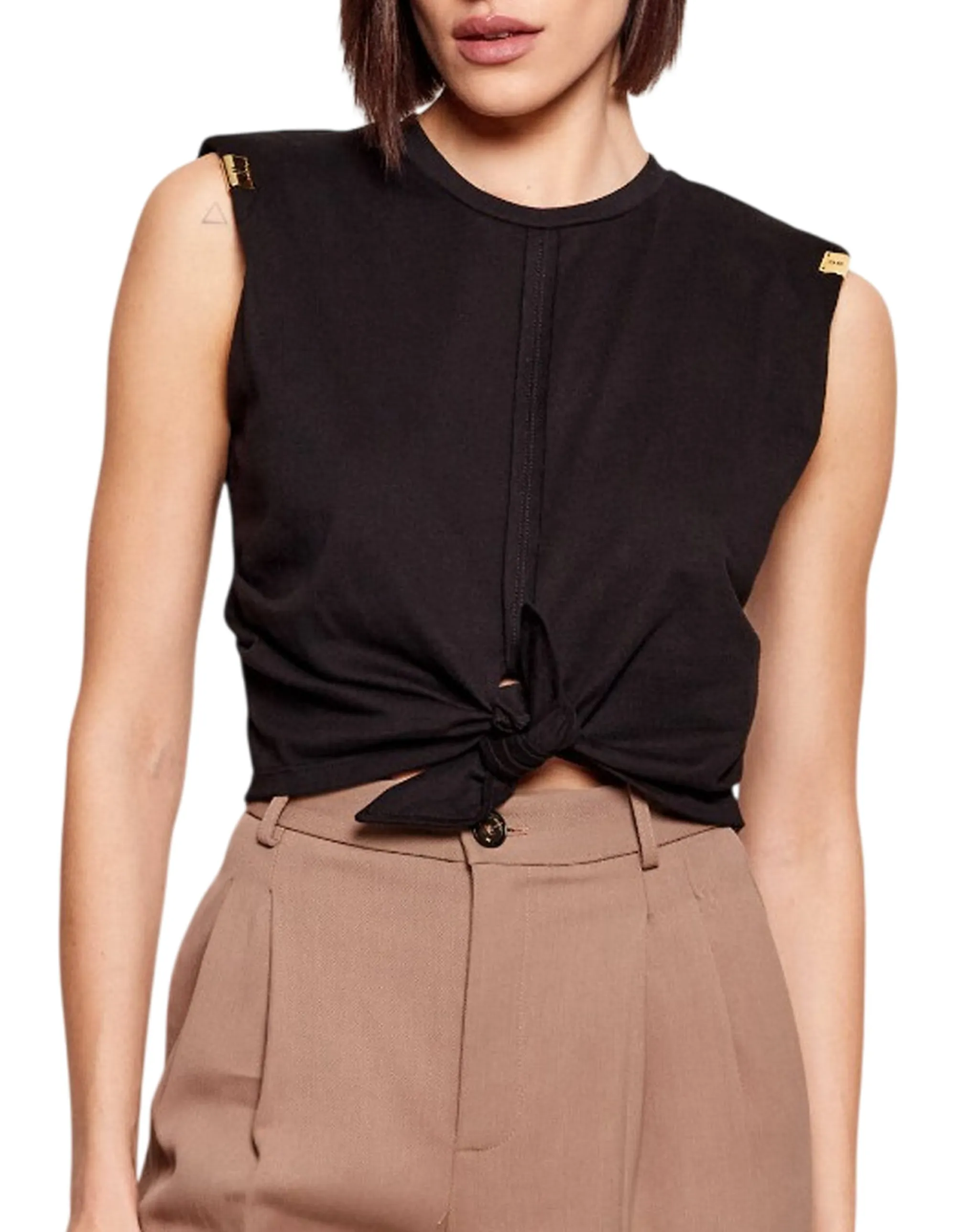 Elisabetta Franchi T-Shirt In Jersey Con Nodo Nero Ma01161E2 178136