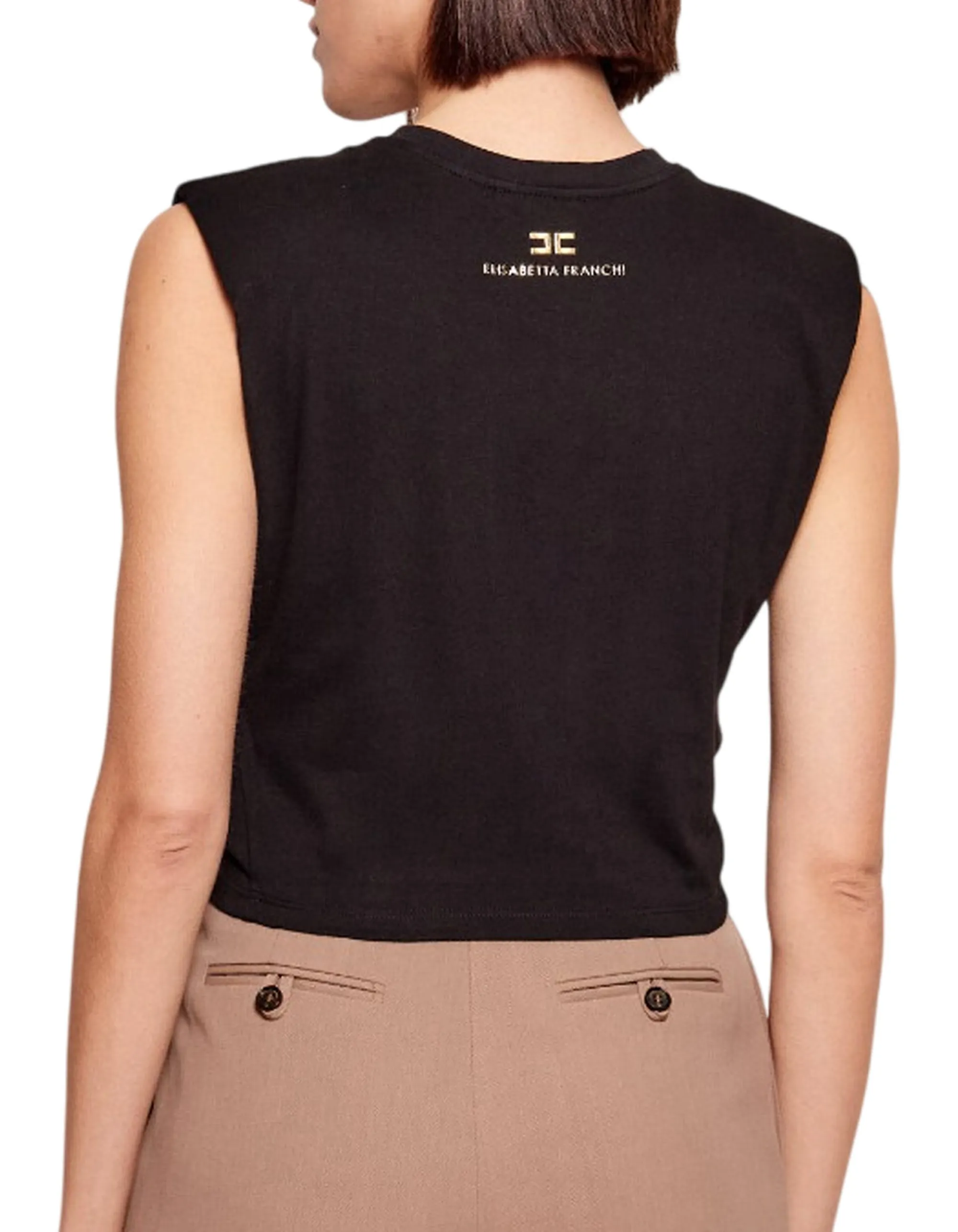 Elisabetta Franchi T-Shirt In Jersey Con Nodo Nero Ma01161E2 178138