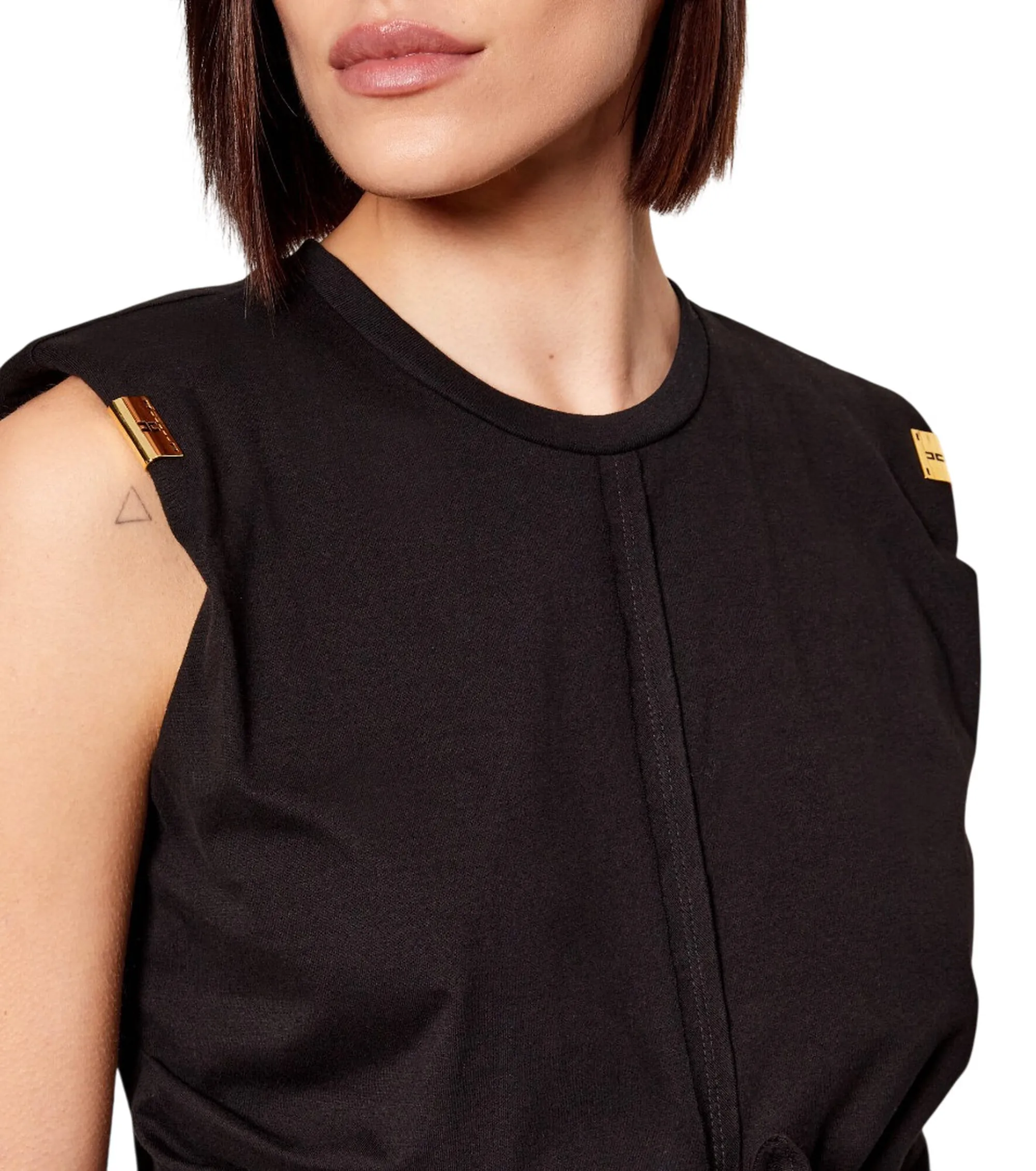 Elisabetta Franchi T-Shirt In Jersey Con Nodo Nero Ma01161E2 178139