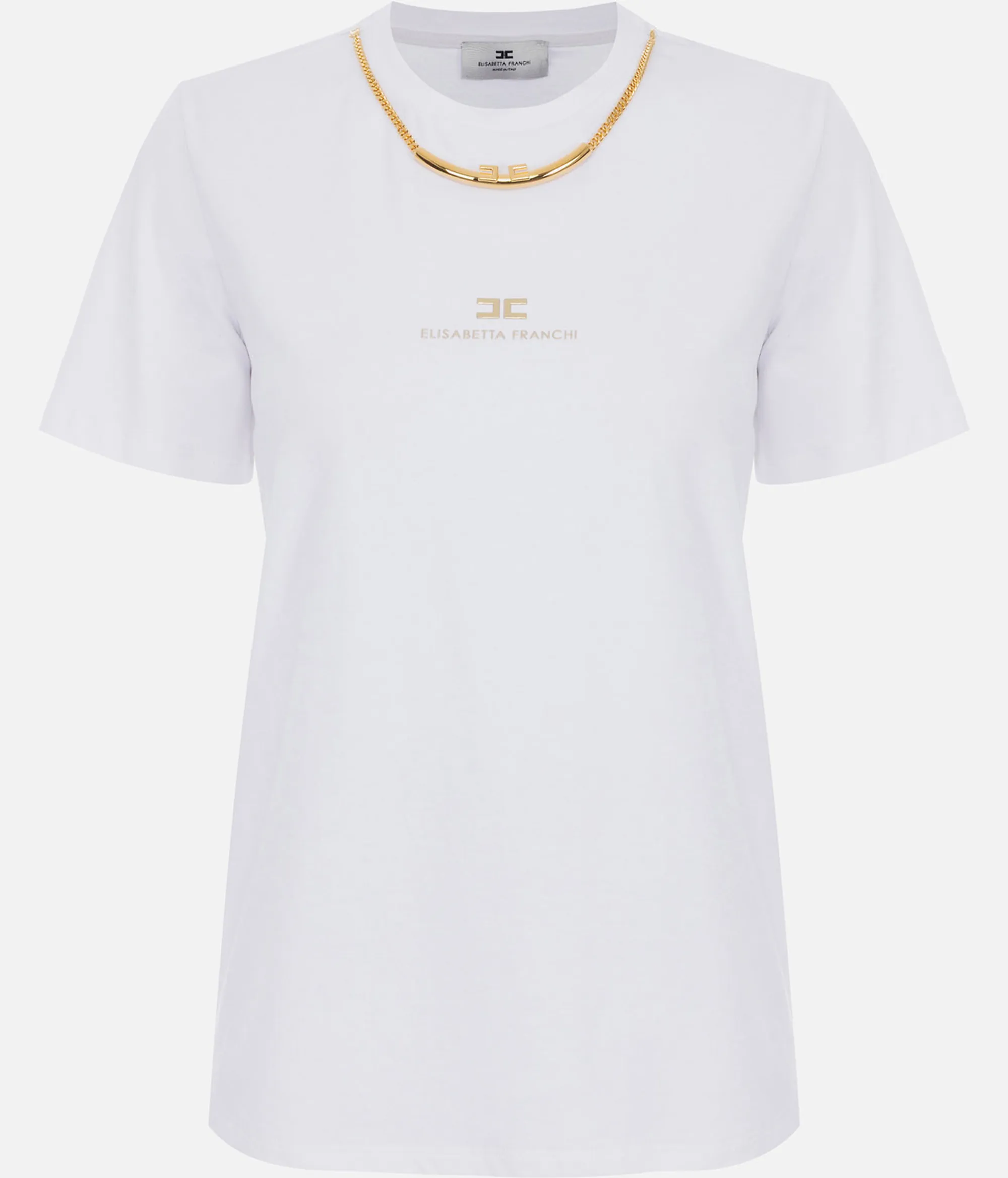 Elisabetta Franchi B'Cotton Jersey T-Shirt With Necklace' Gesso Ma02856E2 153155