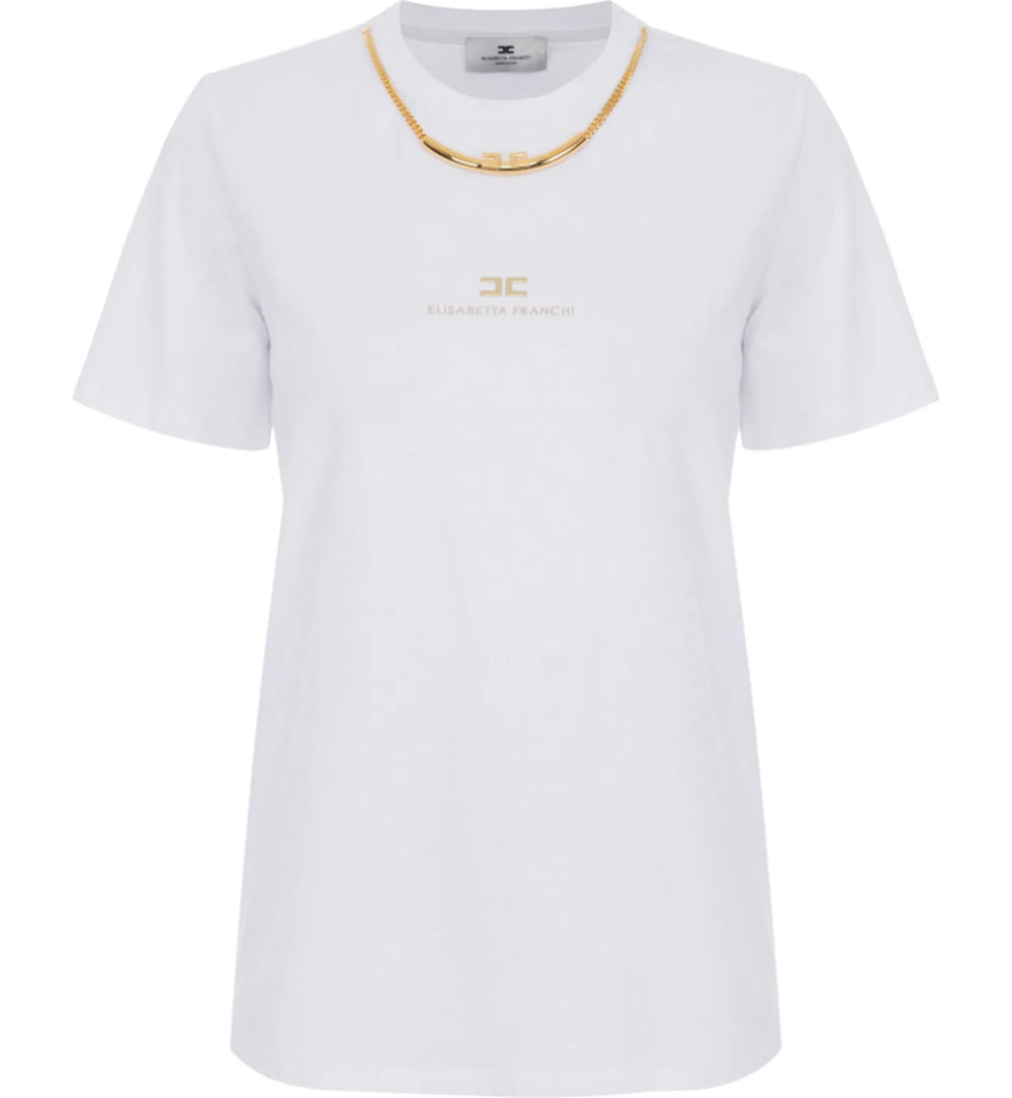 Elisabetta Franchi B'Cotton Jersey T-Shirt With Necklace' Gesso Ma02856E2 153621