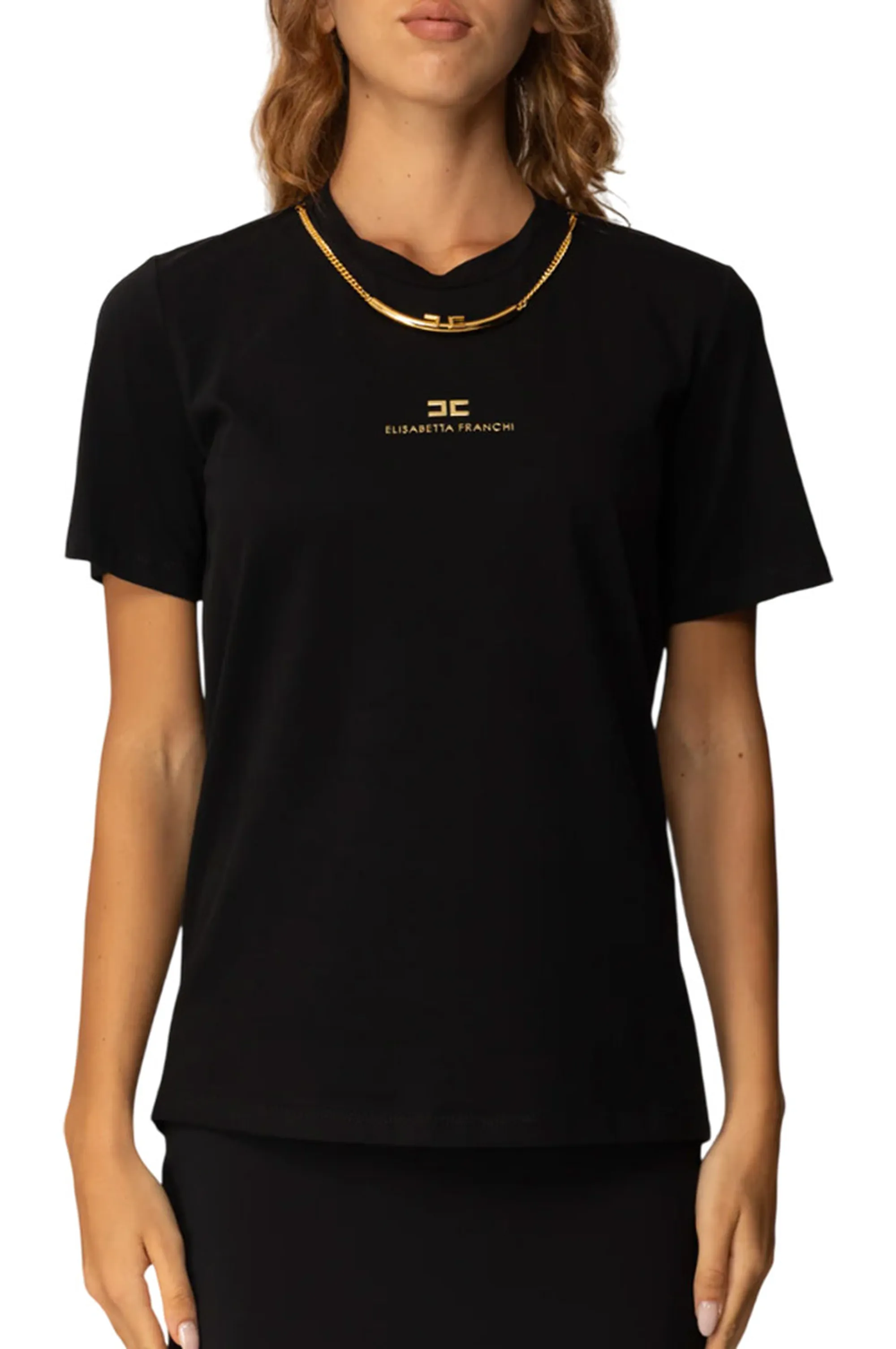 Elisabetta Franchi B'Cotton Jersey T-Shirt With Necklace' Ma02856E2 153624