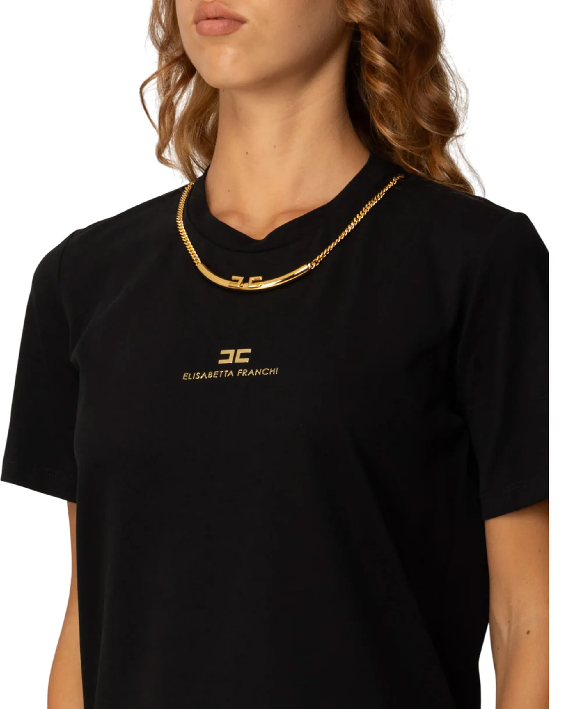 Elisabetta Franchi B'Cotton Jersey T-Shirt With Necklace' Ma02856E2 153626