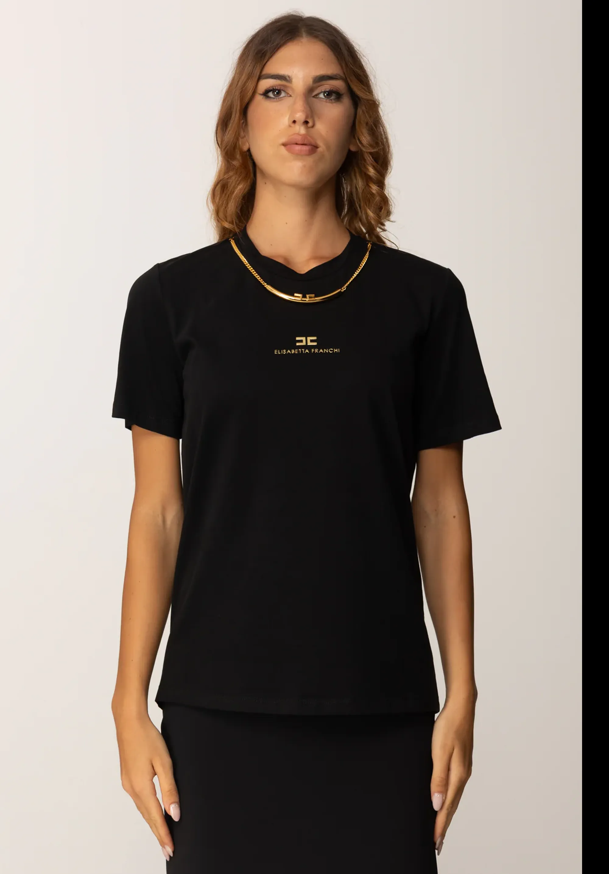 Elisabetta Franchi B'Cotton Jersey T-Shirt With Necklace' Black Ma02856E2 153158