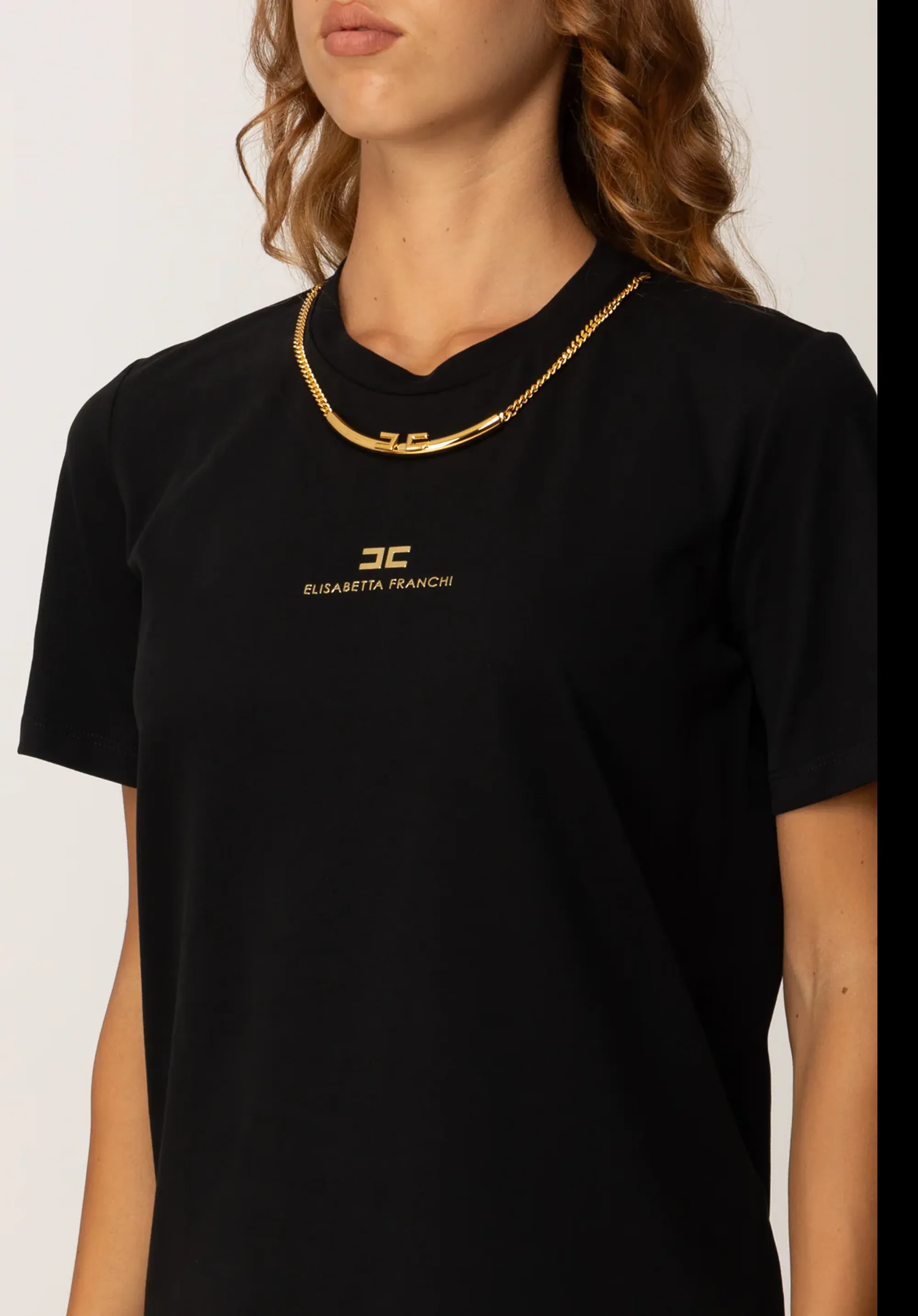 Elisabetta Franchi B'Cotton Jersey T-Shirt With Necklace' Black Ma02856E2 153160