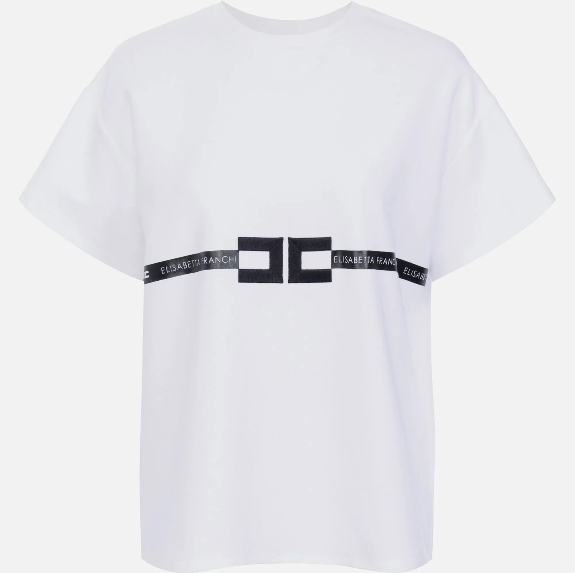Elisabetta Franchi B'Heavy Cotton Jersey T-Shirt With Logo' Gesso Ma02256E2 153151