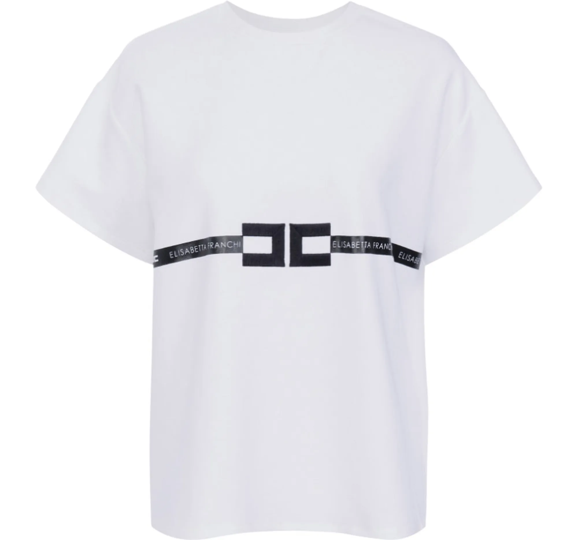 Elisabetta Franchi B'Heavy Cotton Jersey T-Shirt With Logo' Gesso Ma02256E2 153630