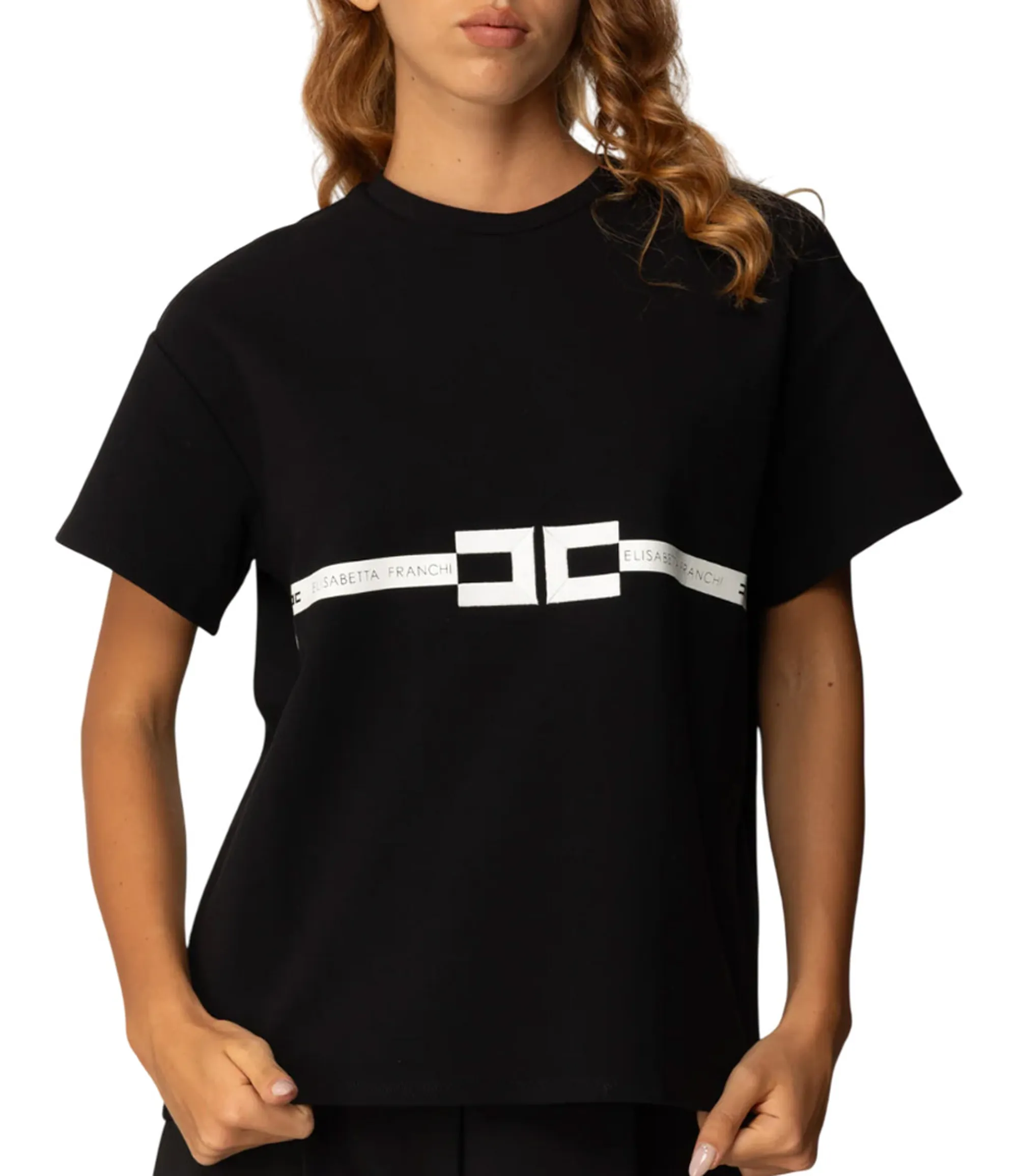 Elisabetta Franchi B'Heavy Cotton Jersey T-Shirt With Logo' Ma02256E2 153633