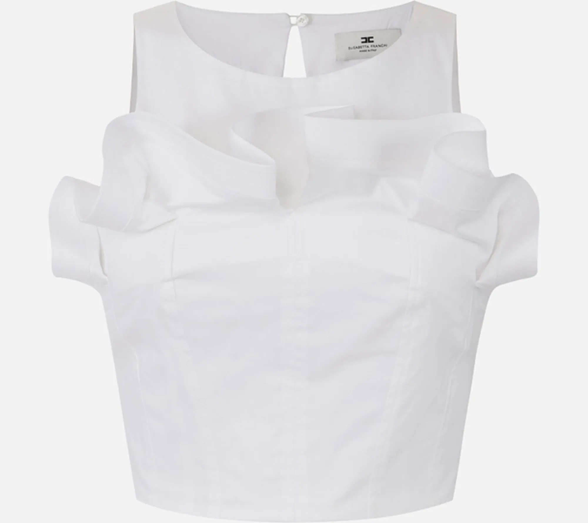 Elisabetta Franchi B'Stretch Cotton Top With Ruffle' White To05462E2 177956