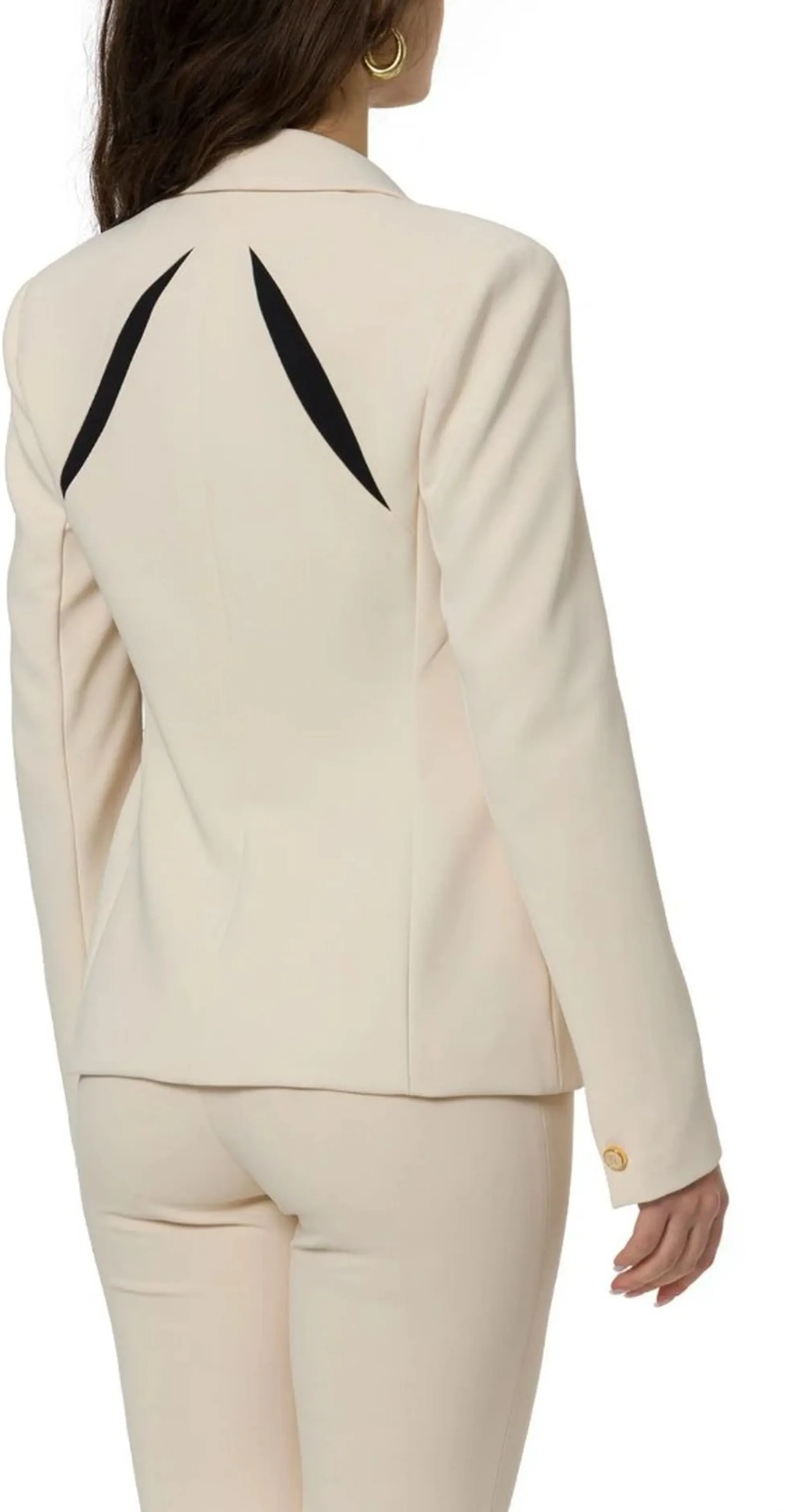 Elisabetta Franchi Top In Crepe Leggero Con Cut Out Bicolore Burro To04761E2 183559