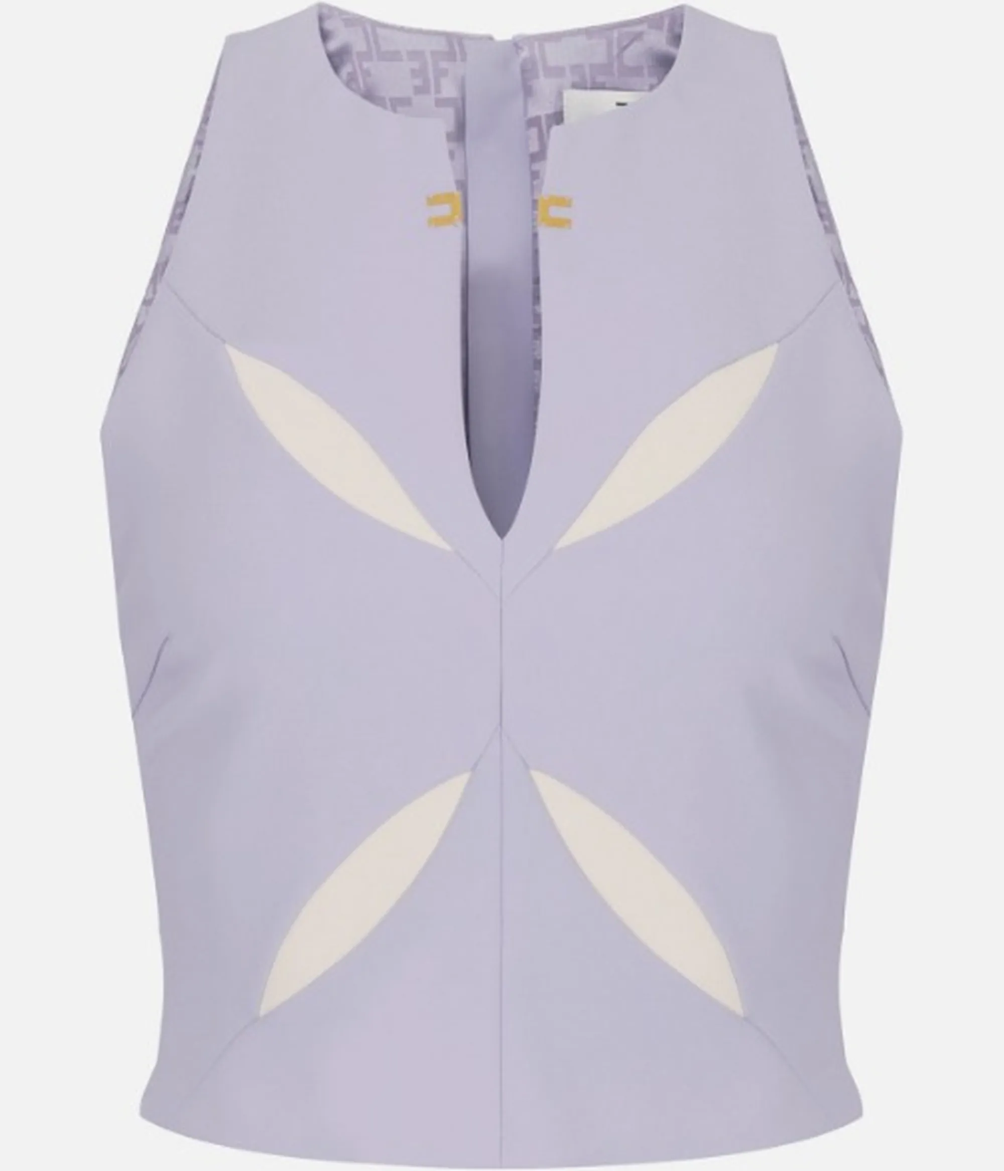 Elisabetta Franchi Top In Crepe Leggero Con Cut Out Bicolore Lilla To04761E2 172318