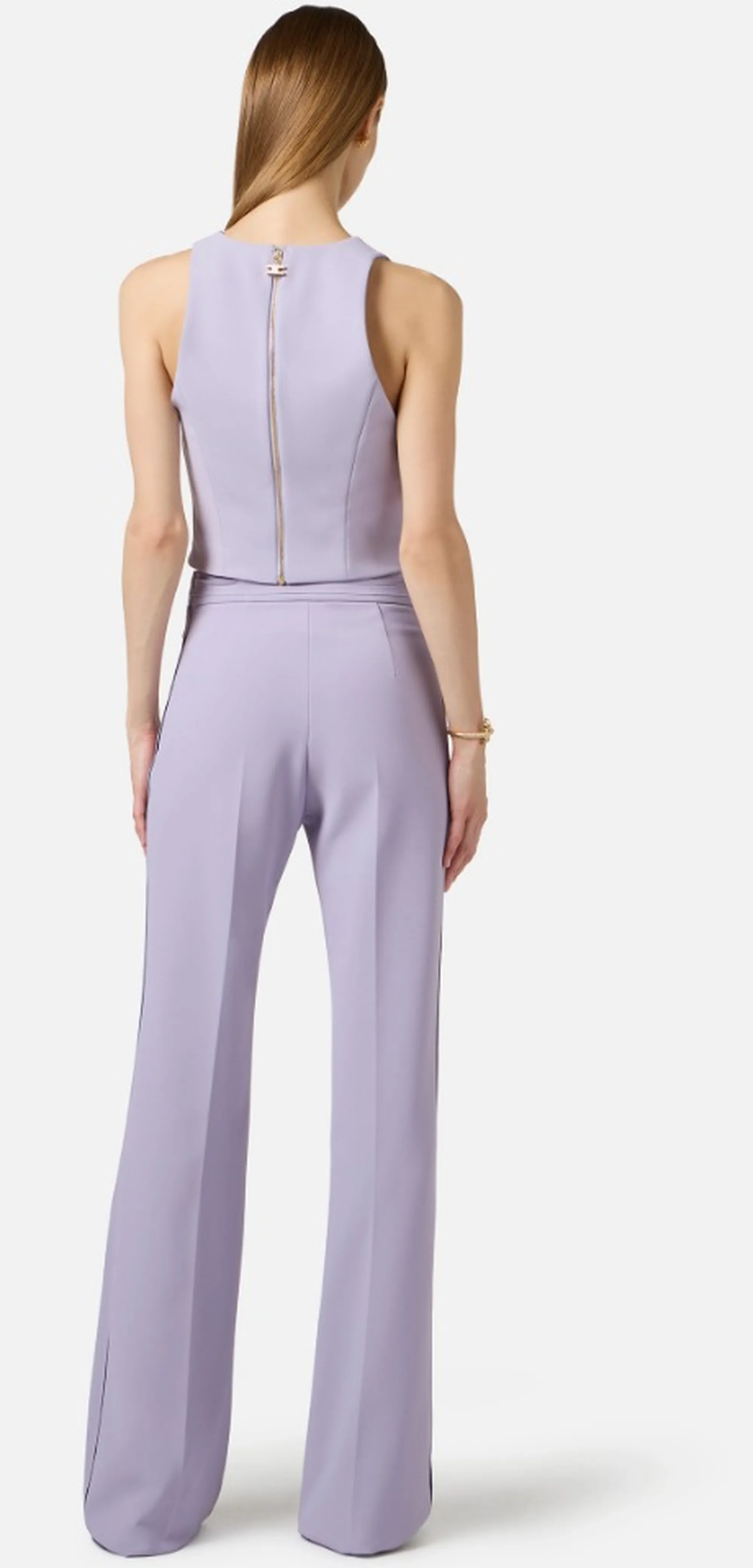 Elisabetta Franchi Top In Crepe Leggero Con Cut Out Bicolore Lilla To04761E2 172322