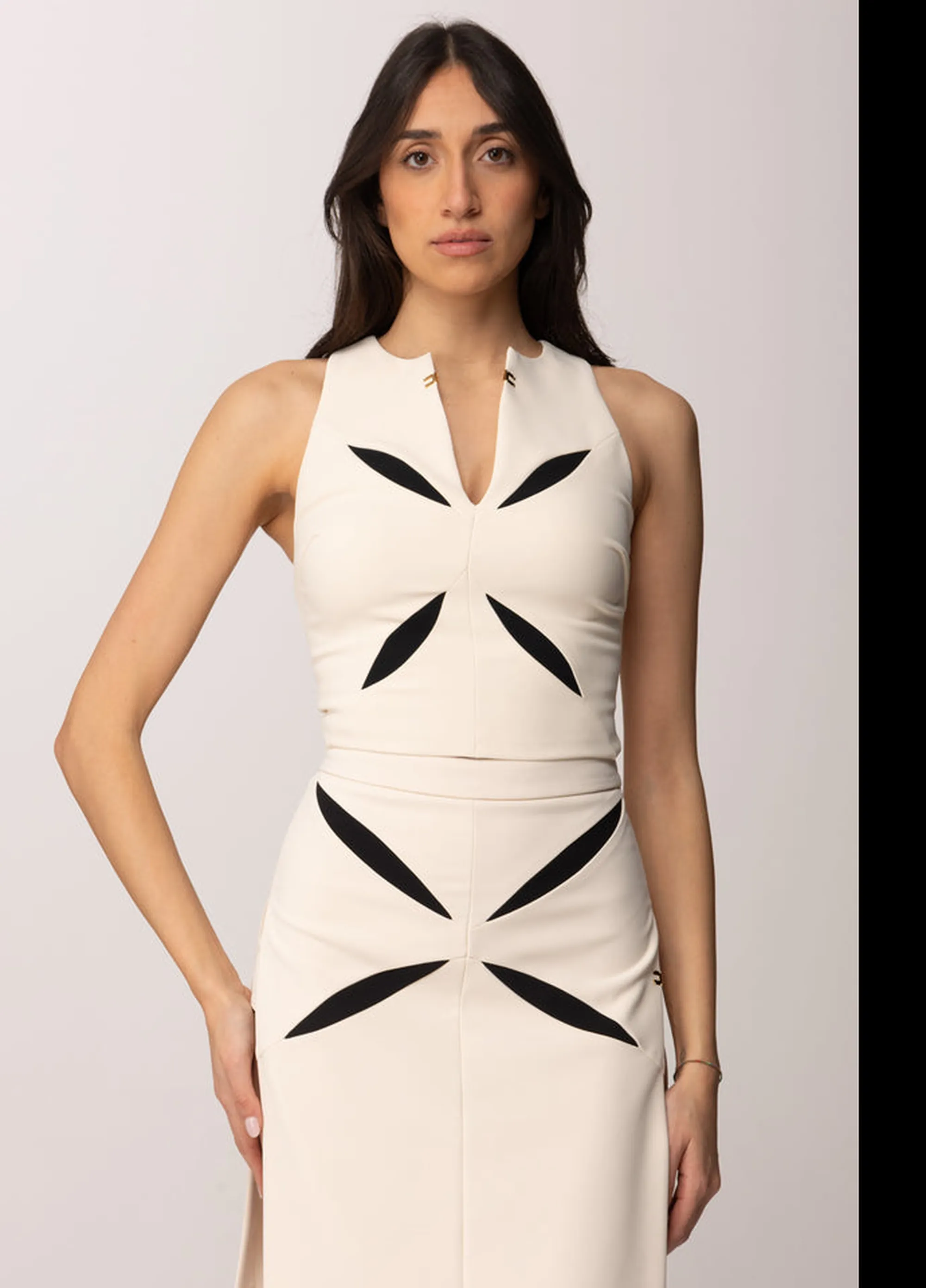 Elisabetta Franchi Top In Crepe Leggero Con Cut Out Bicolore Lilla To04761E2 172323