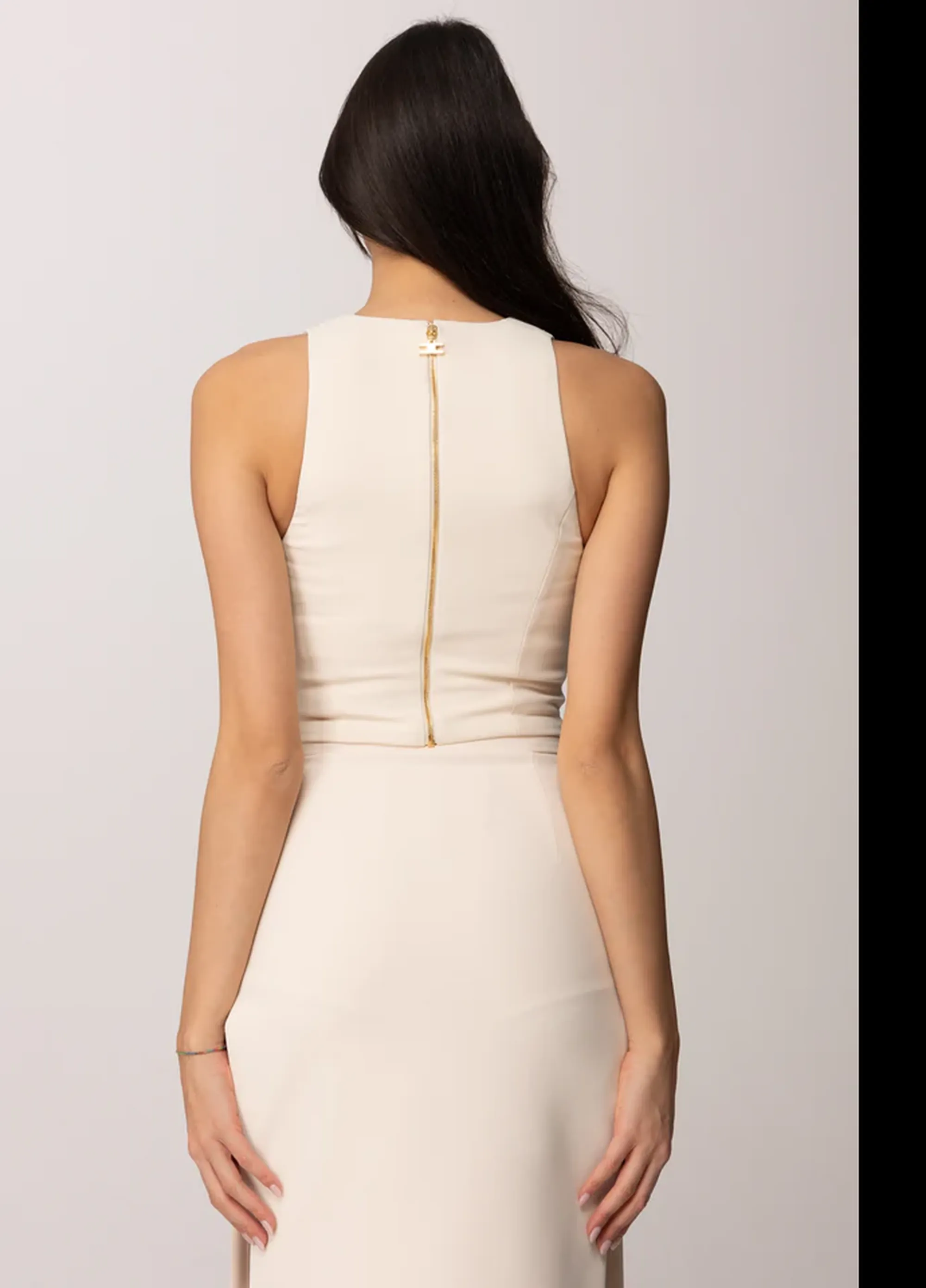 Elisabetta Franchi Top In Crepe Leggero Con Cut Out Bicolore Lilla To04761E2 172327