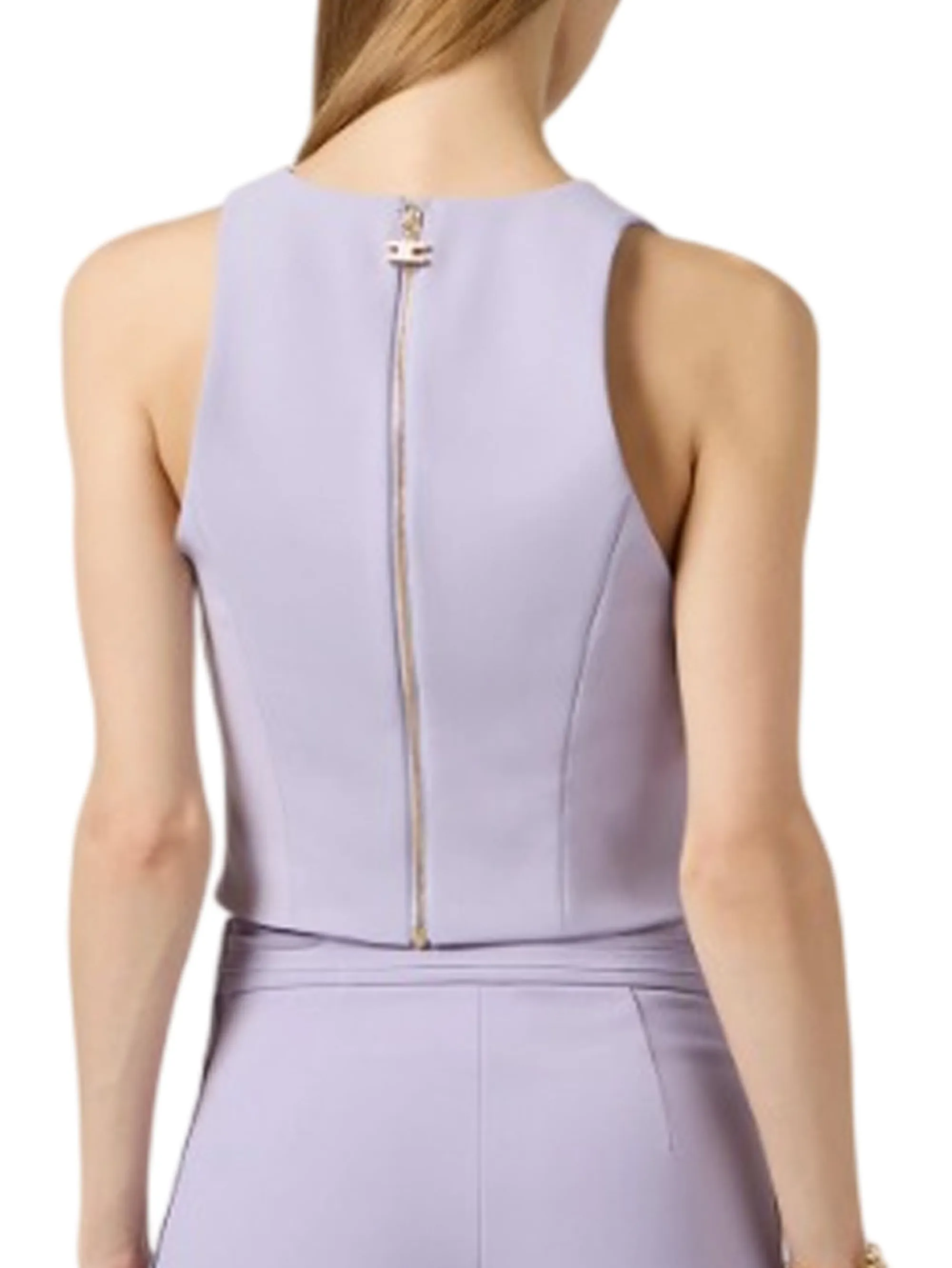 Elisabetta Franchi Top In Crepe Leggero Con Cut Out Bicolore Lilla To04761E2 177759