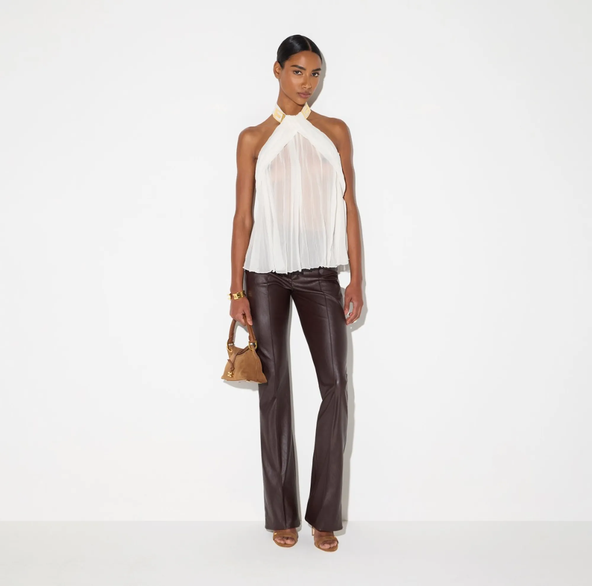 Elisabetta Franchi B'Creponne Top With Jewel Logo' Ivory To08867E2 193188