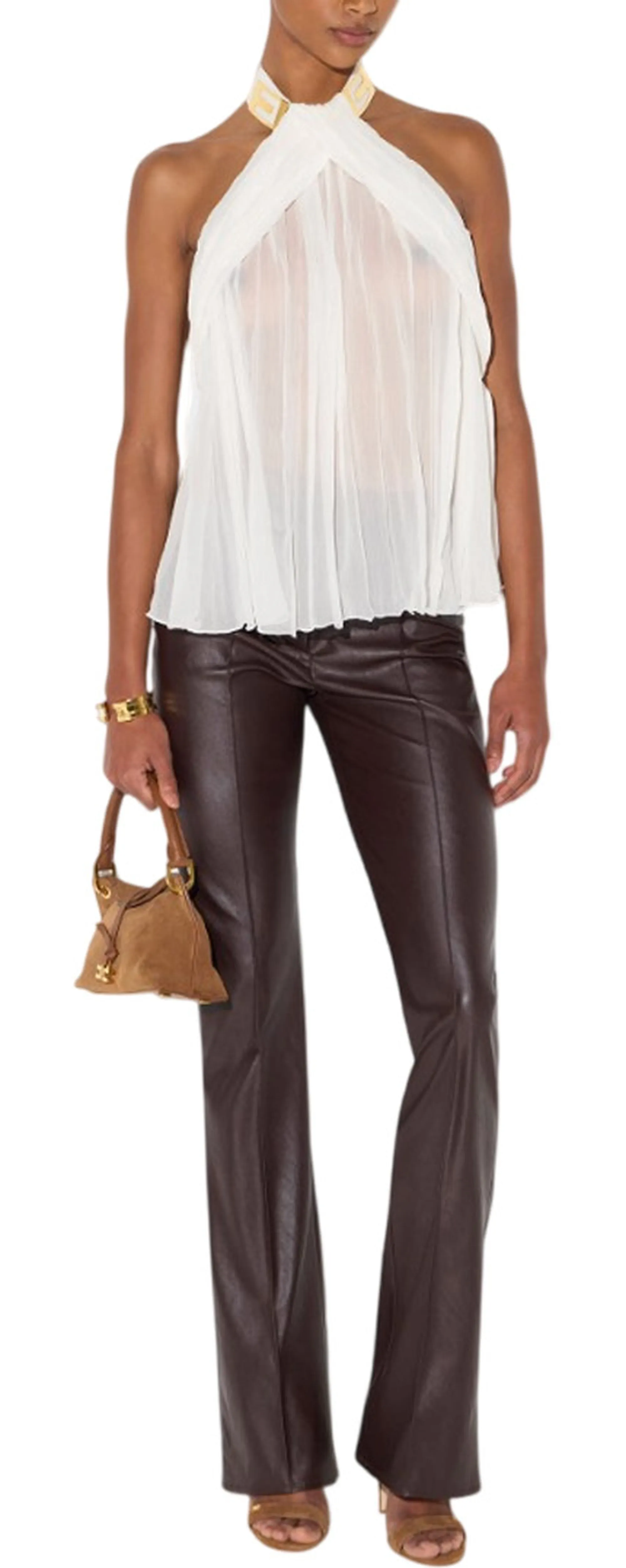 Elisabetta Franchi Top In Creponne Con Logo Gioiello Avorio To08867E2 195213