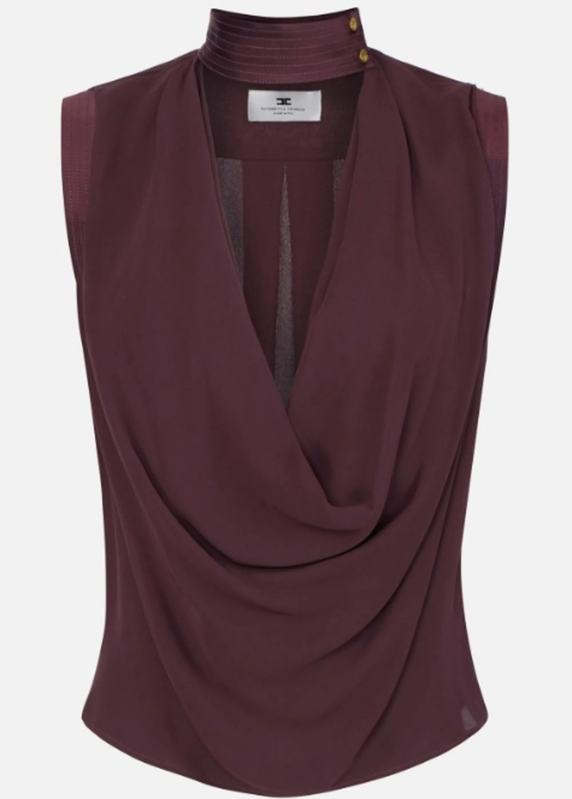 Elisabetta Franchi Top In Georgette Di Viscosa Cacao Ca13461E2 172365