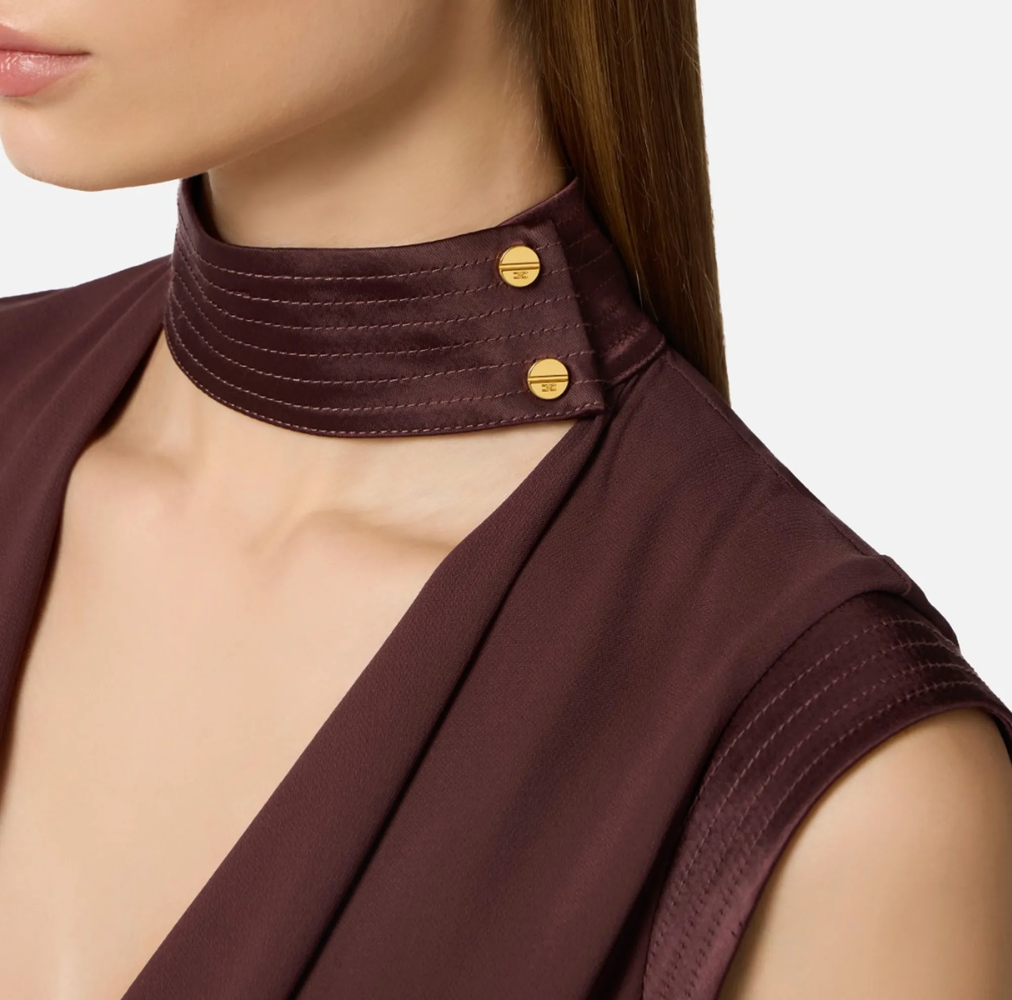 Elisabetta Franchi Top In Georgette Di Viscosa Cacao Ca13461E2 172368