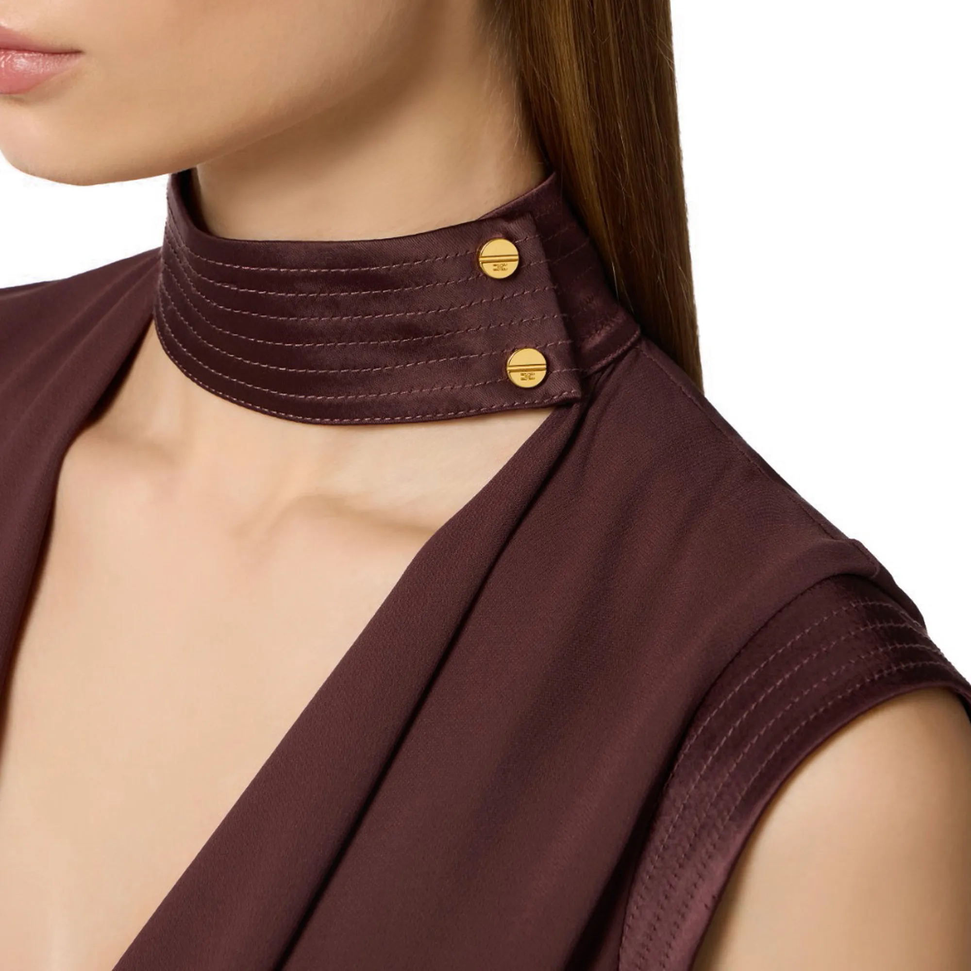 Elisabetta Franchi Top In Georgette Di Viscosa Cacao Ca13461E2 178381