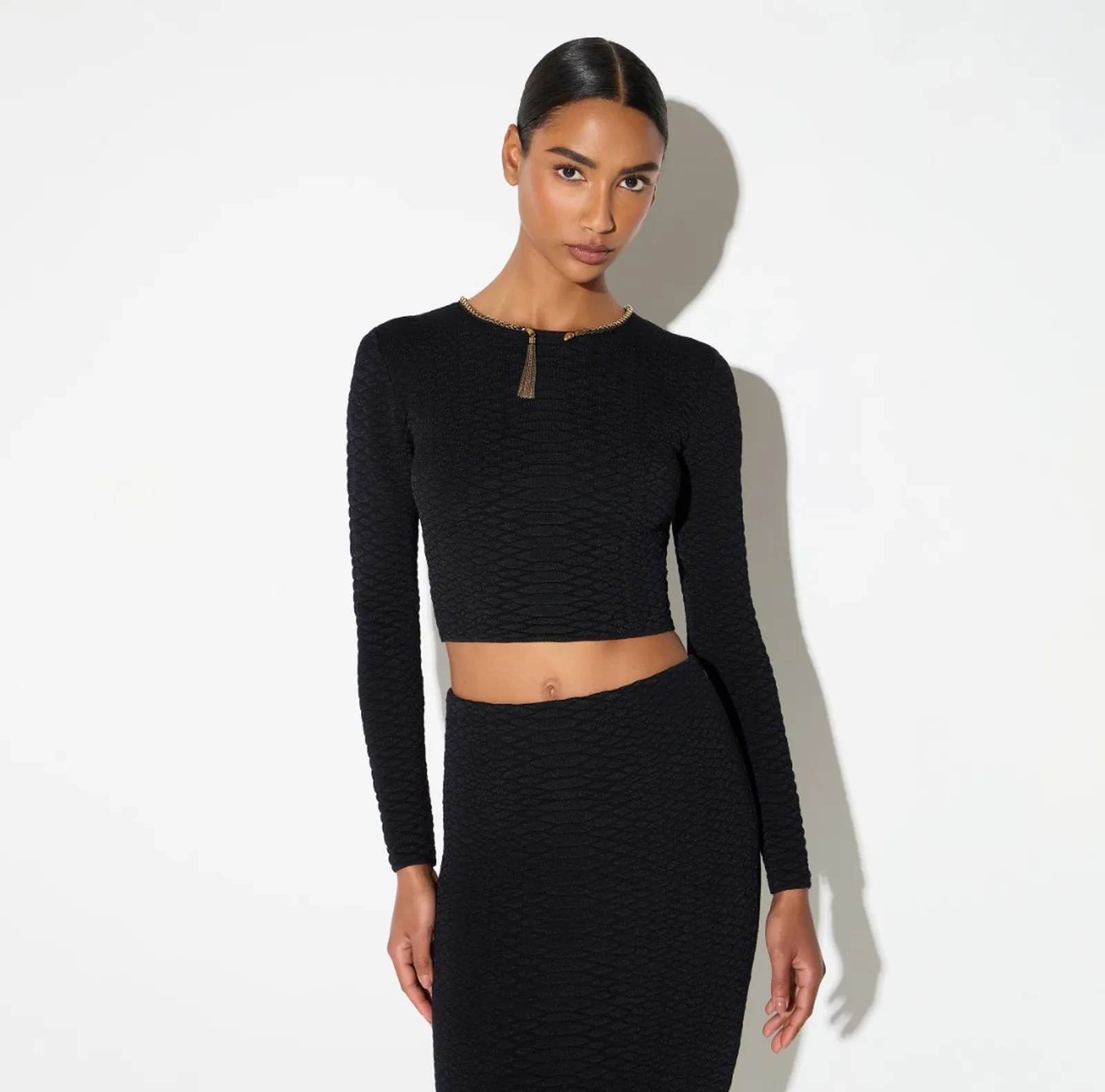 Elisabetta Franchi Top In Maglia A Trama Snake Nero Mk32S67E2 188359