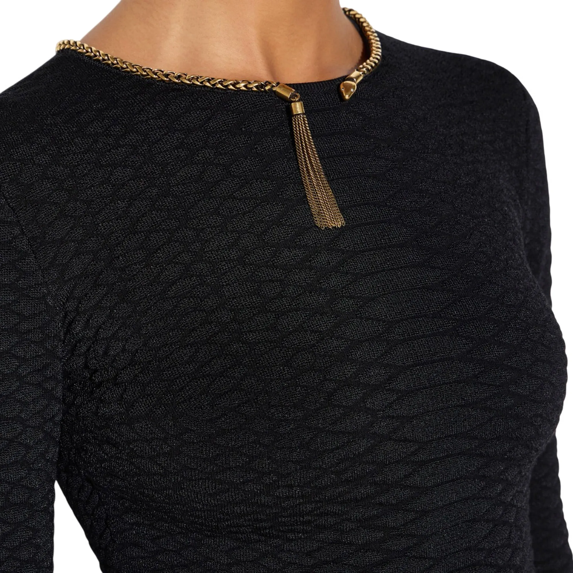 Elisabetta Franchi Top In Maglia A Trama Snake Nero Mk32S67E2 188839