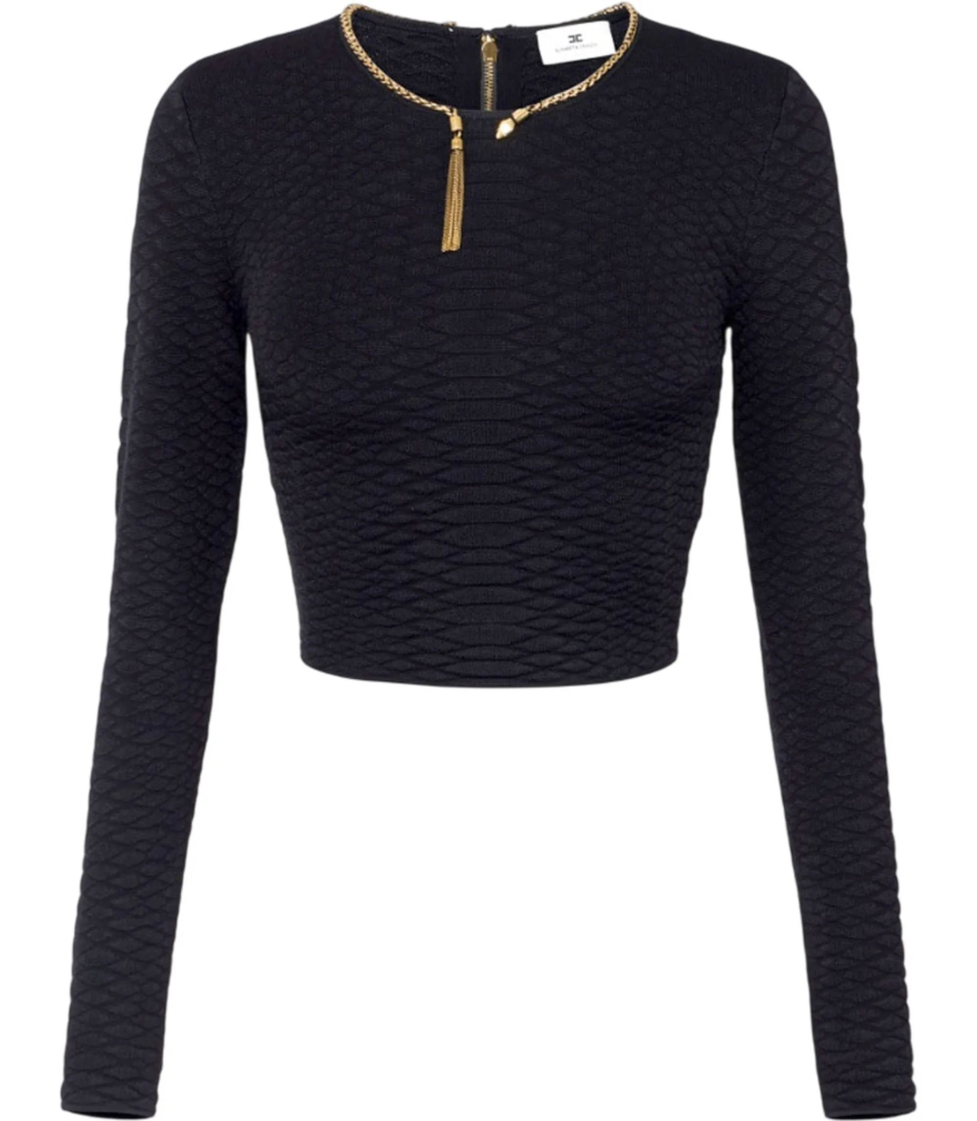Elisabetta Franchi Top In Maglia A Trama Snake Nero Mk32S67E2 188840