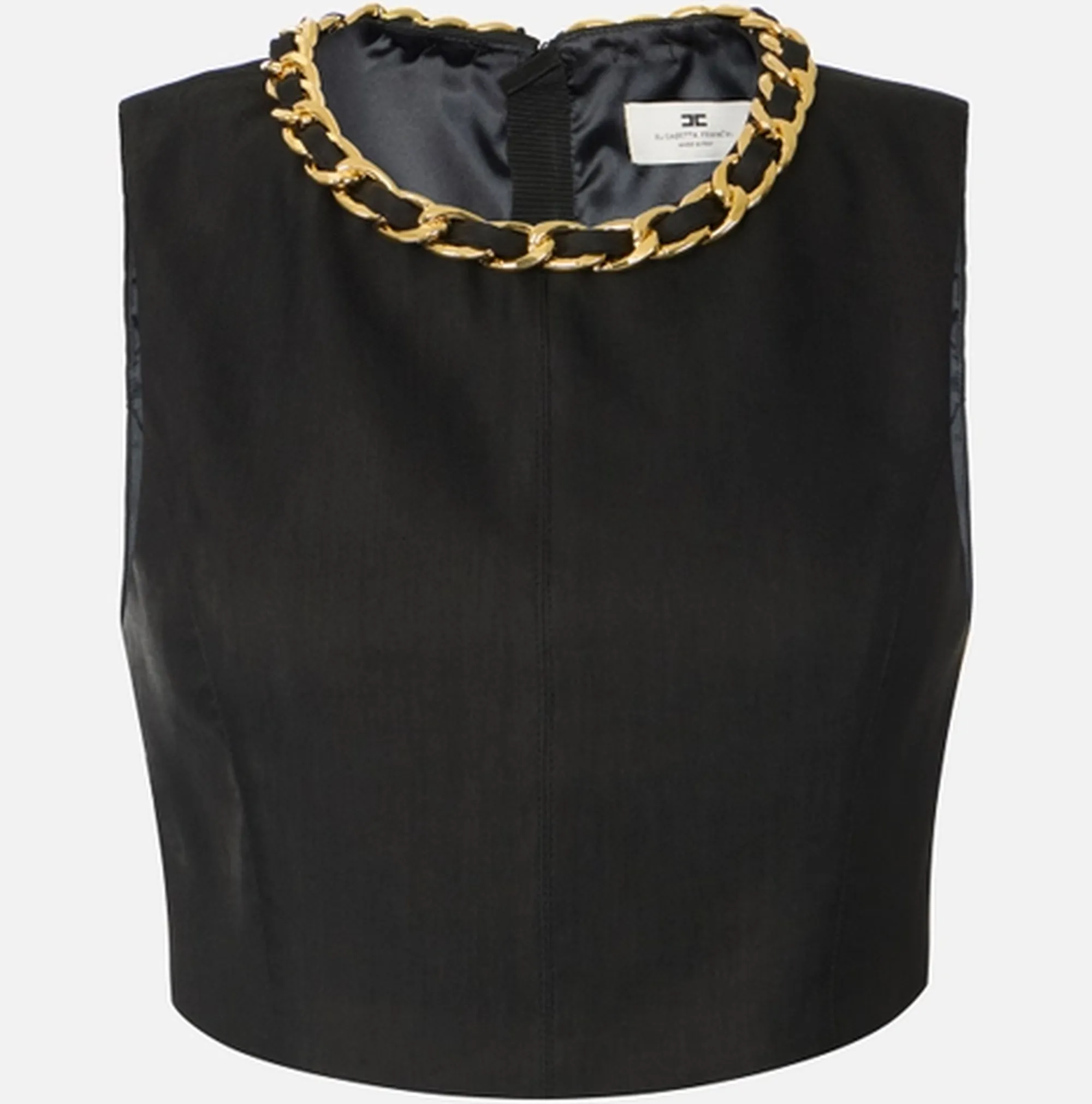Elisabetta Franchi B'Linen Blend Top With Jewel Chain' Black To06062E2 177961