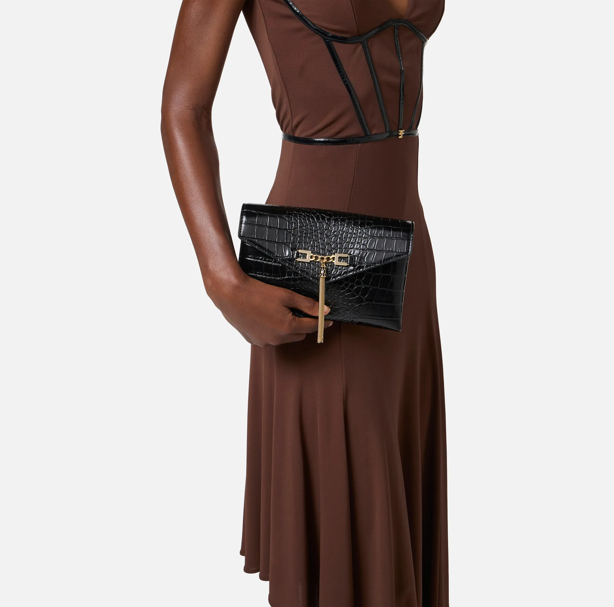 Elisabetta Franchi Tracolla Con Catena Groumette Nero Bs56A57E2 152964