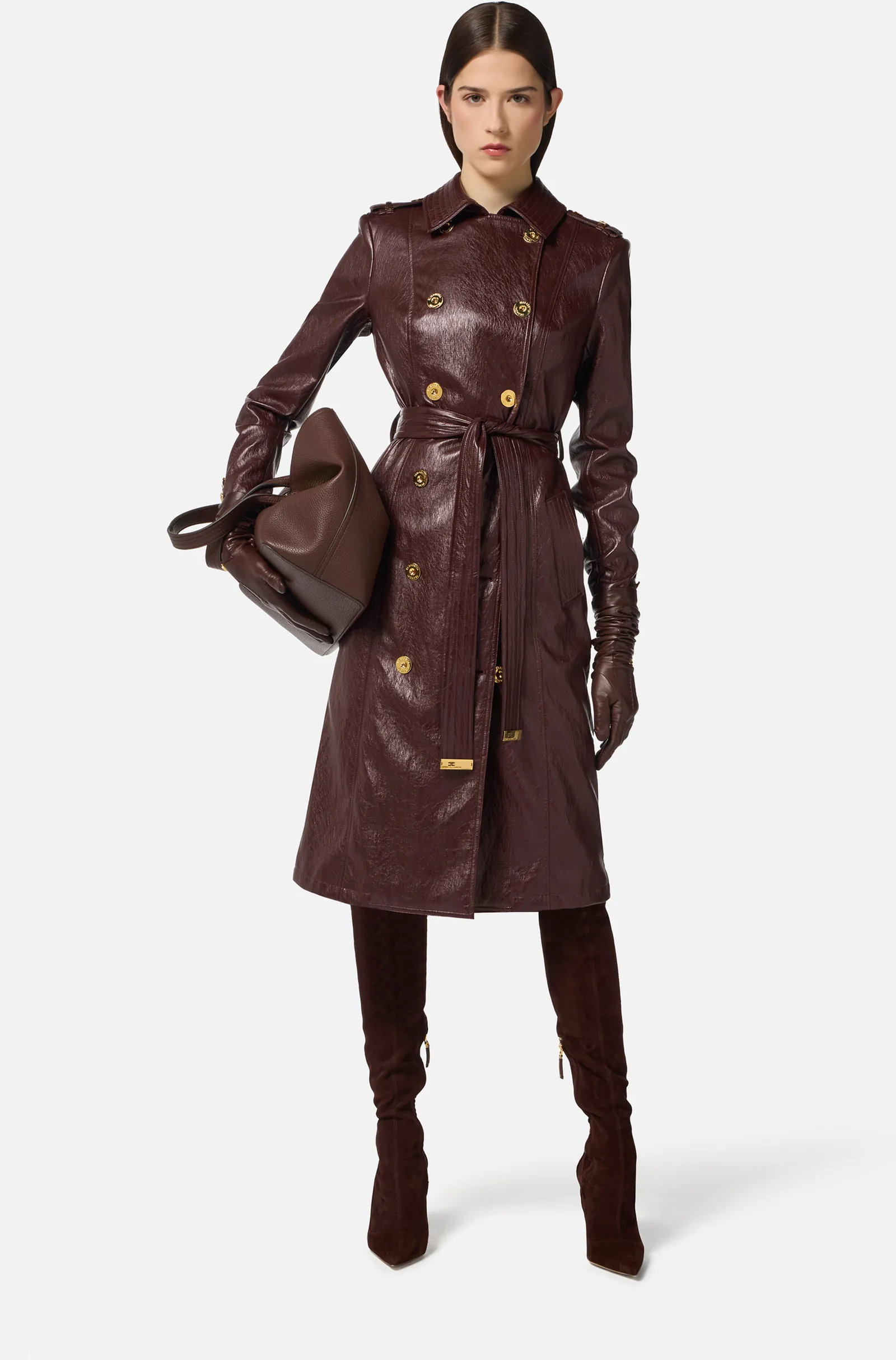 Elisabetta Franchi Trench In Craquele Sp00256E2 153015