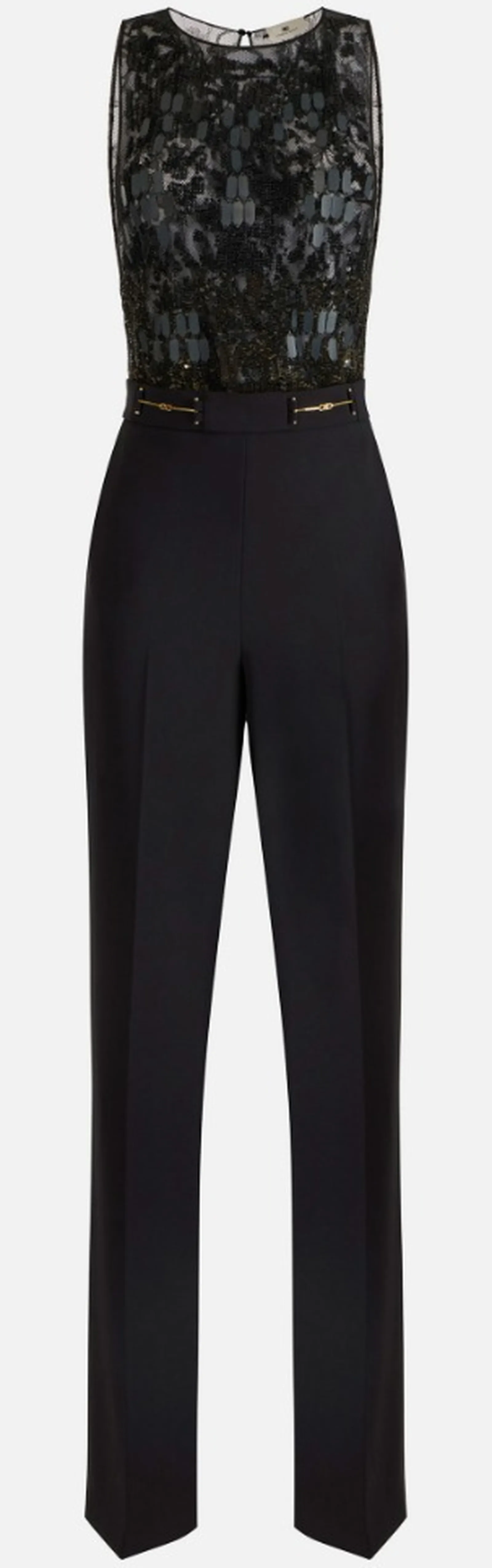 Elisabetta Franchi Tuta In Crepe Con Ricami Nero Tu06662E2 172450