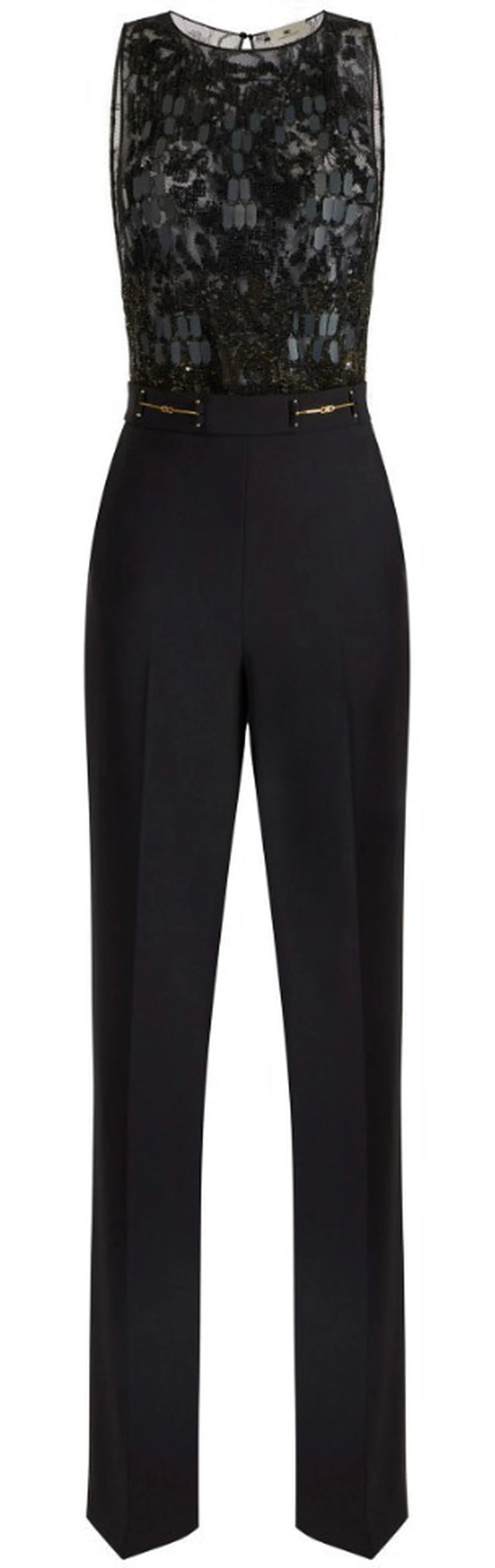 Elisabetta Franchi Tuta In Crepe Con Ricami Nero Tu06662E2 176643