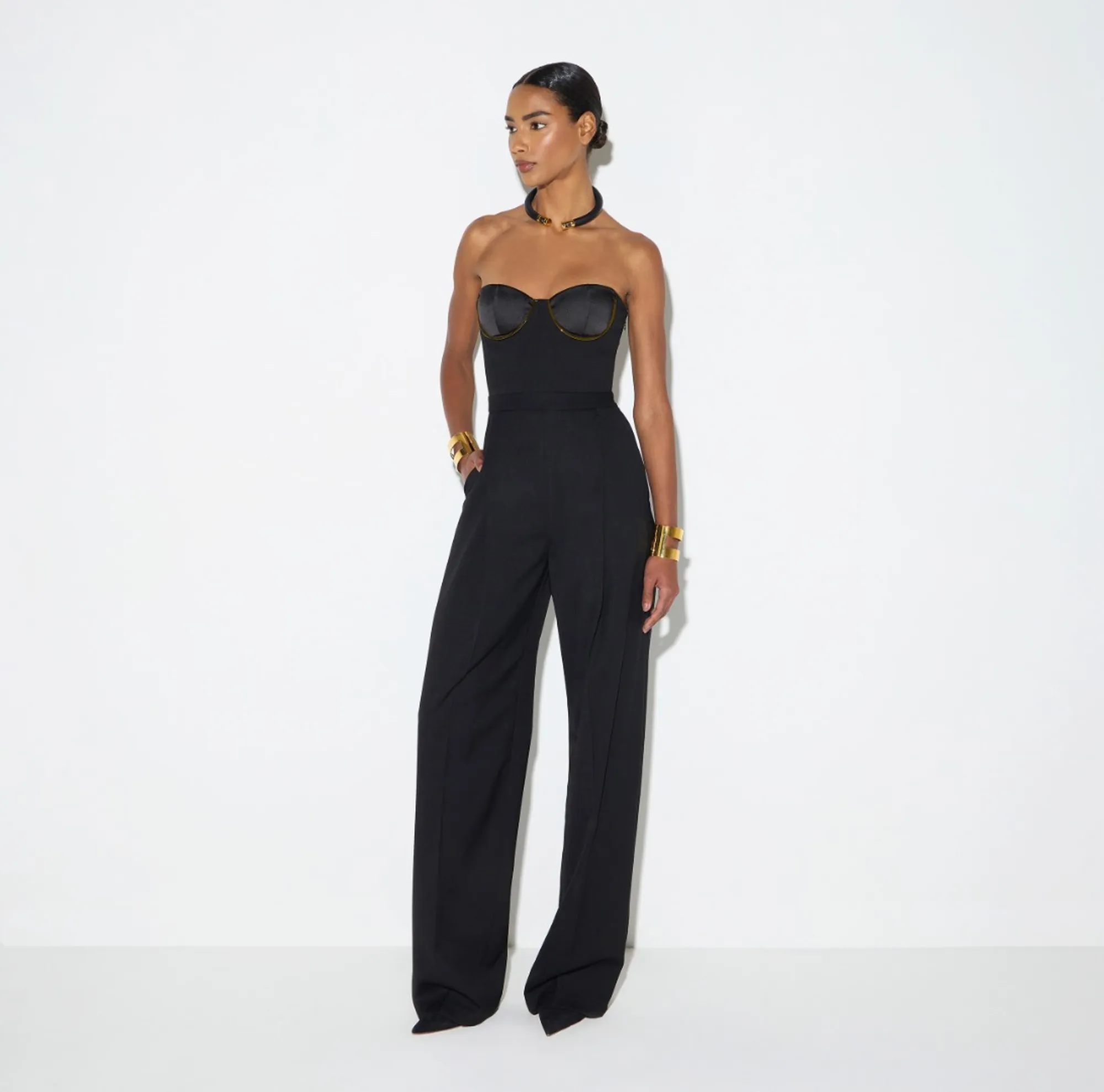 Elisabetta Franchi B'Gabardine Jumpsuit With Jewel Cups' Black Tu07567E2 193192