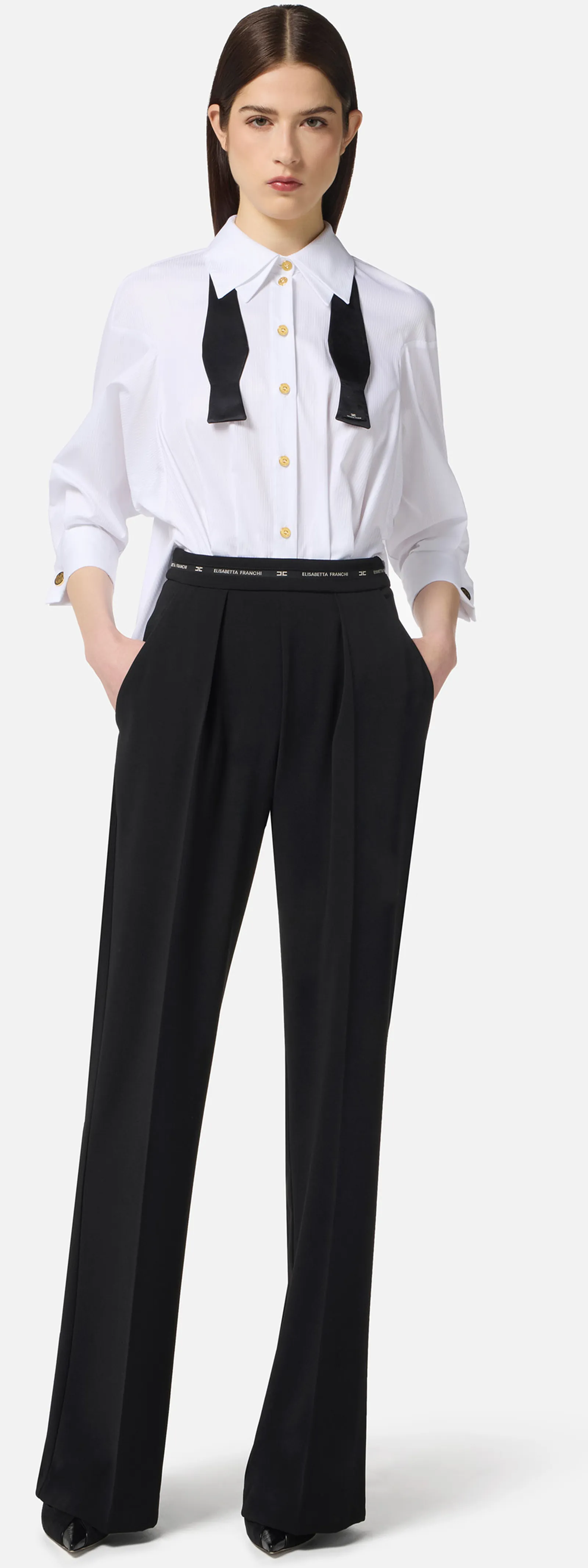 Elisabetta Franchi Tuta In Popeline E Crepe Leggero Tu05656E2 153322