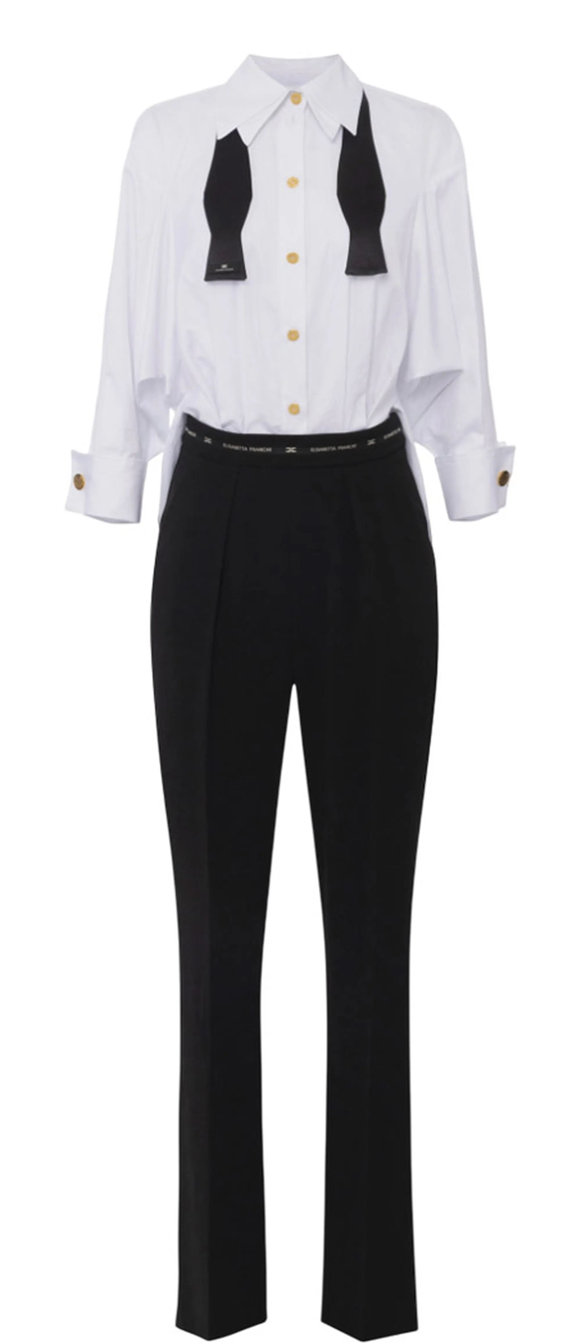 Elisabetta Franchi Tuta In Popeline E Crepe Leggero Tu05656E2 153491